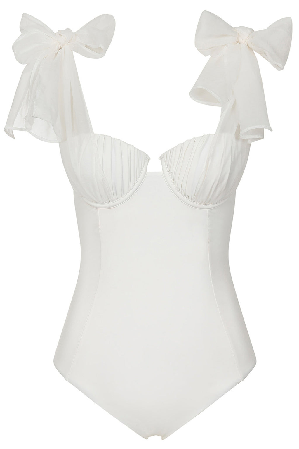 Sheer Bliss | White Swimsuit With Organza Bows