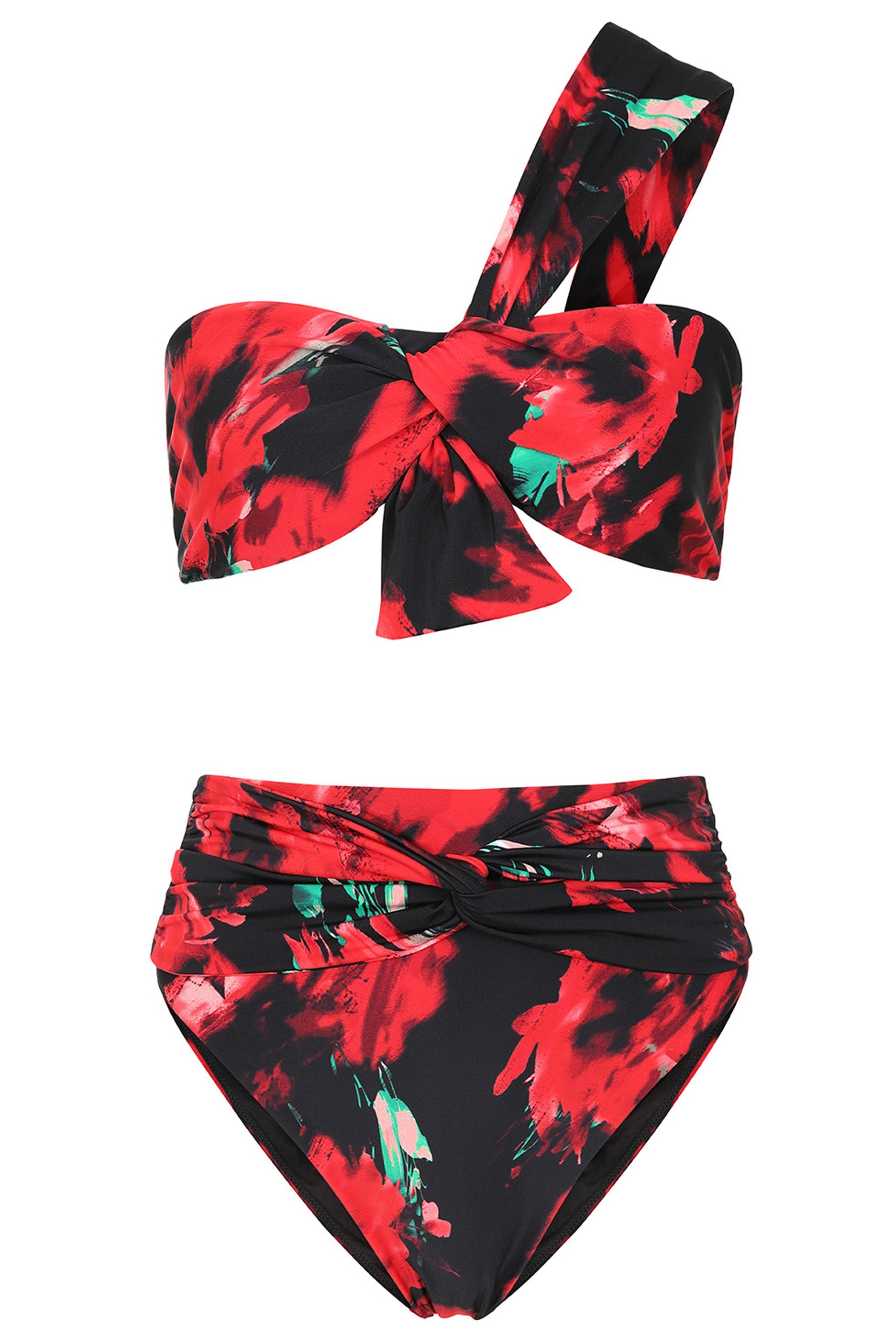 High Tide | Multi Print High Waisted Twist Front Bikini Bottoms