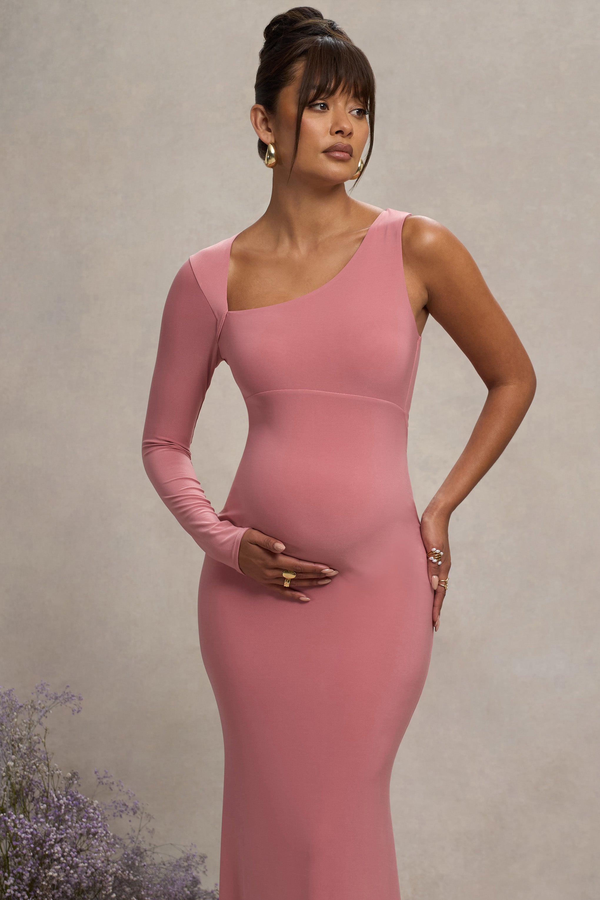 Oh Baby | Blush Maternity One Shoulder Bodycon Maxi Dress