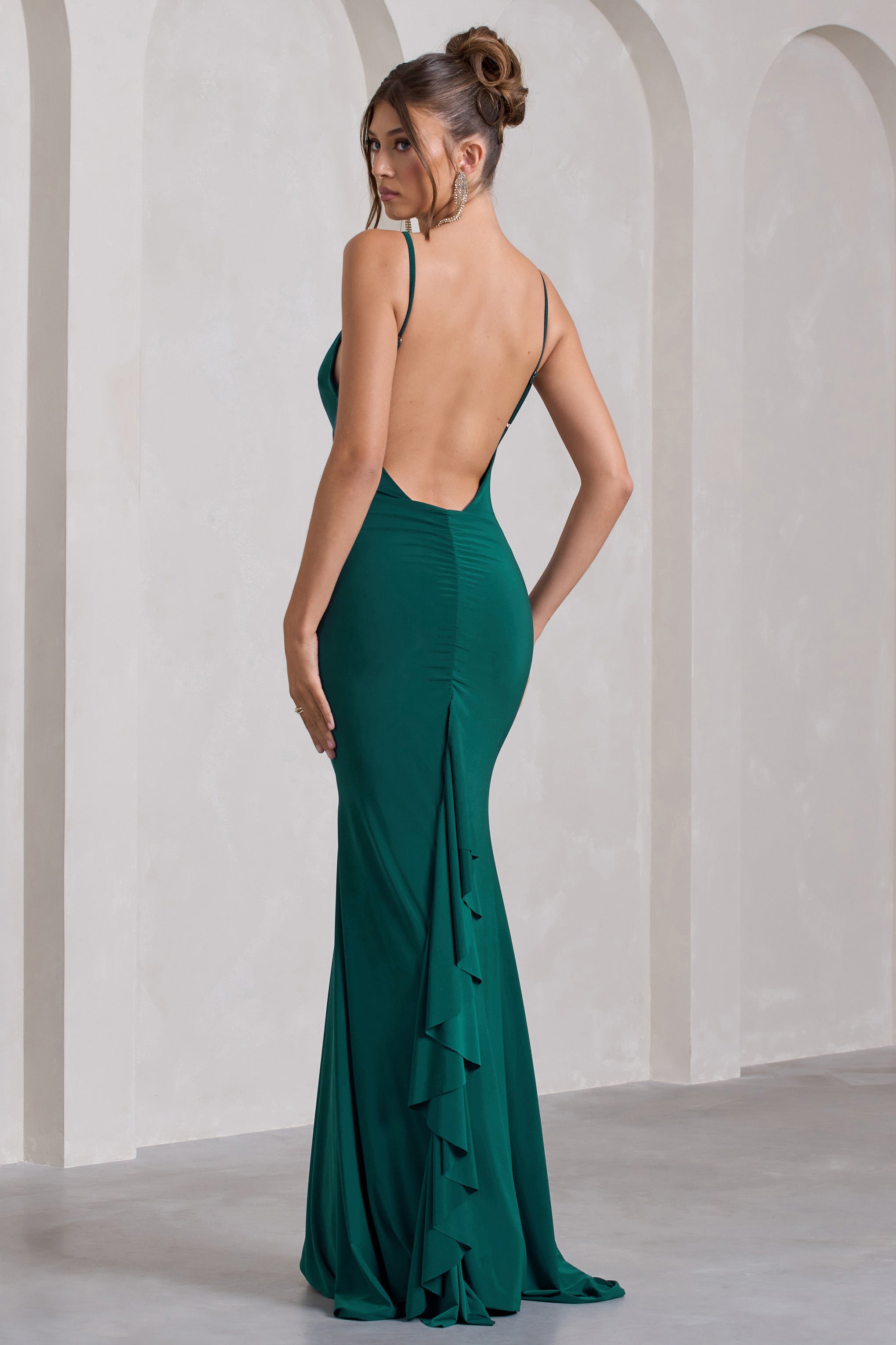 Naya | Bottle Green Strappy V-Neck Maxi Dress