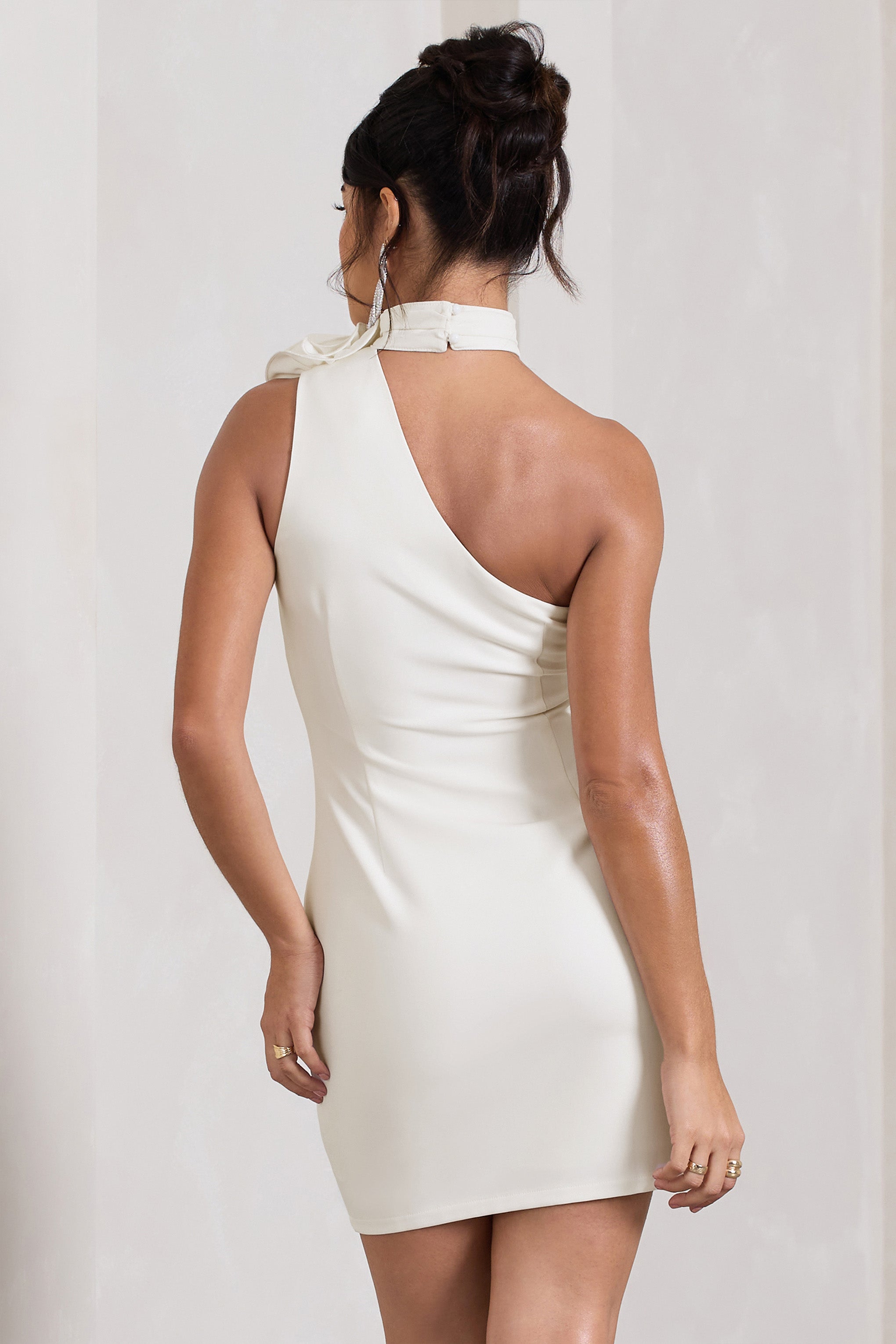 The Party |  White Mini Dress With Ruffled Choker