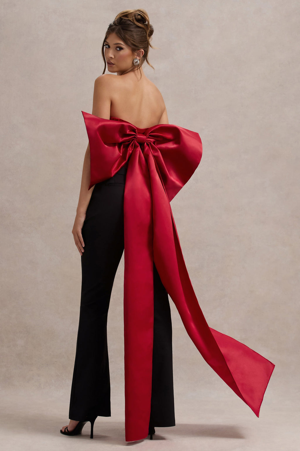 Sweet Escape | Red Satin Crop Top With Oversized Satin Bow