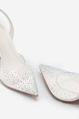 Covergirl | Ivory Diamante Sling Back Pointed Heels