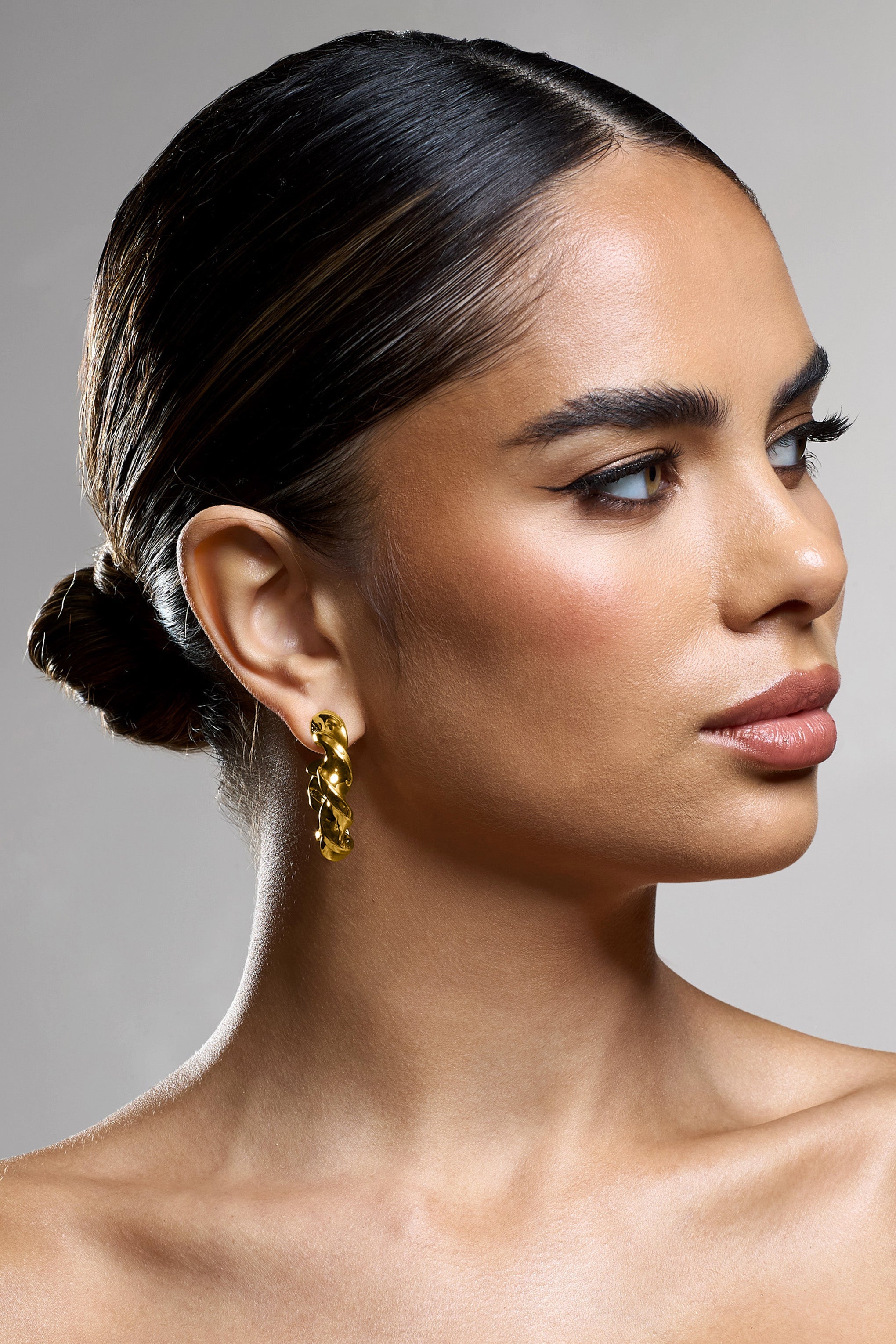 Greta | Gold Twisted Hoop Earrings