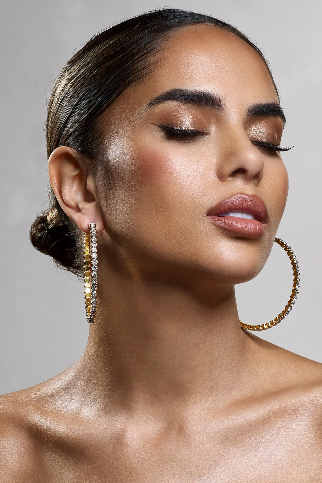 Bryony | Gold Diamante Hoop Earrings