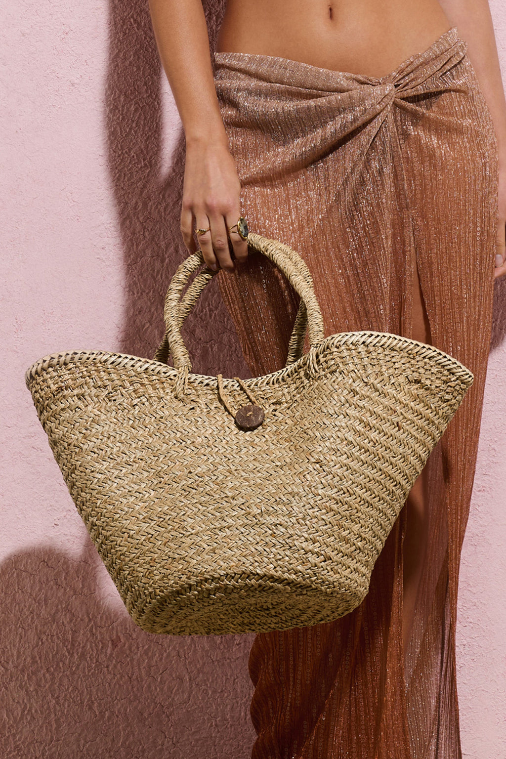 Nissi | Beige Woven Tote Handbag