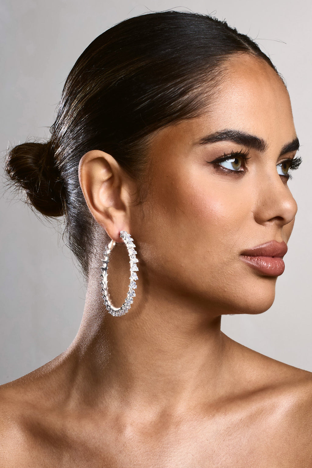 Tallulah | Silver Diamante Large Hoop Earrings