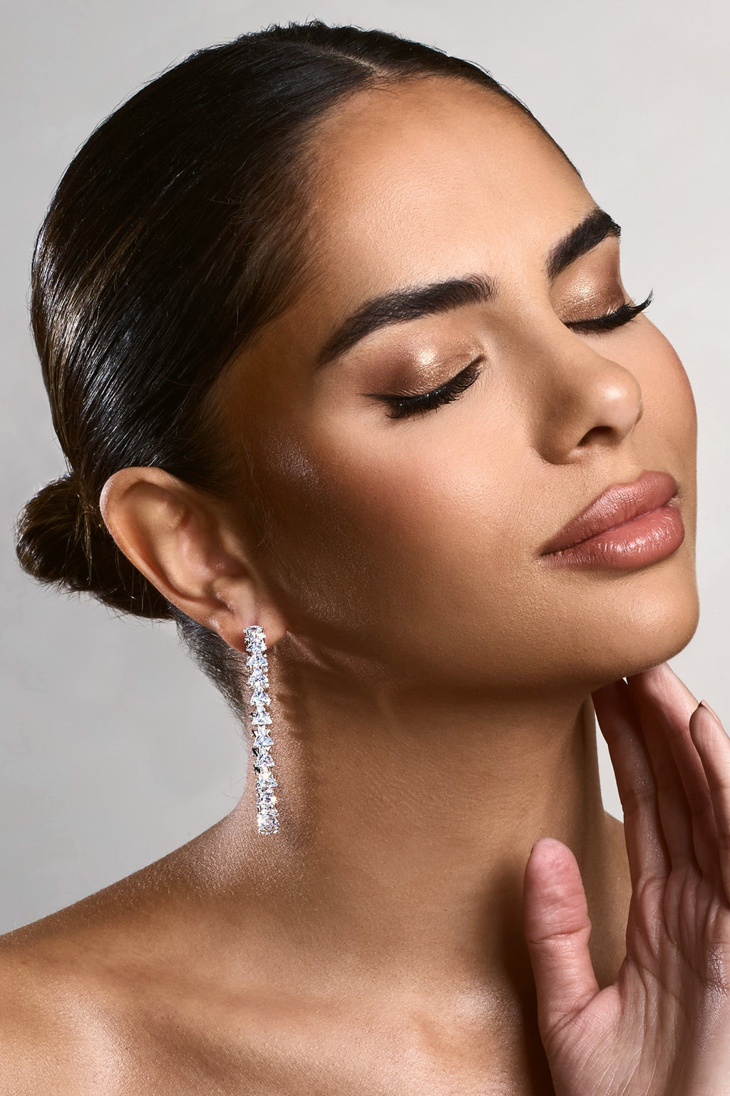 Tallulah | Silver Diamante Large Hoop Earrings