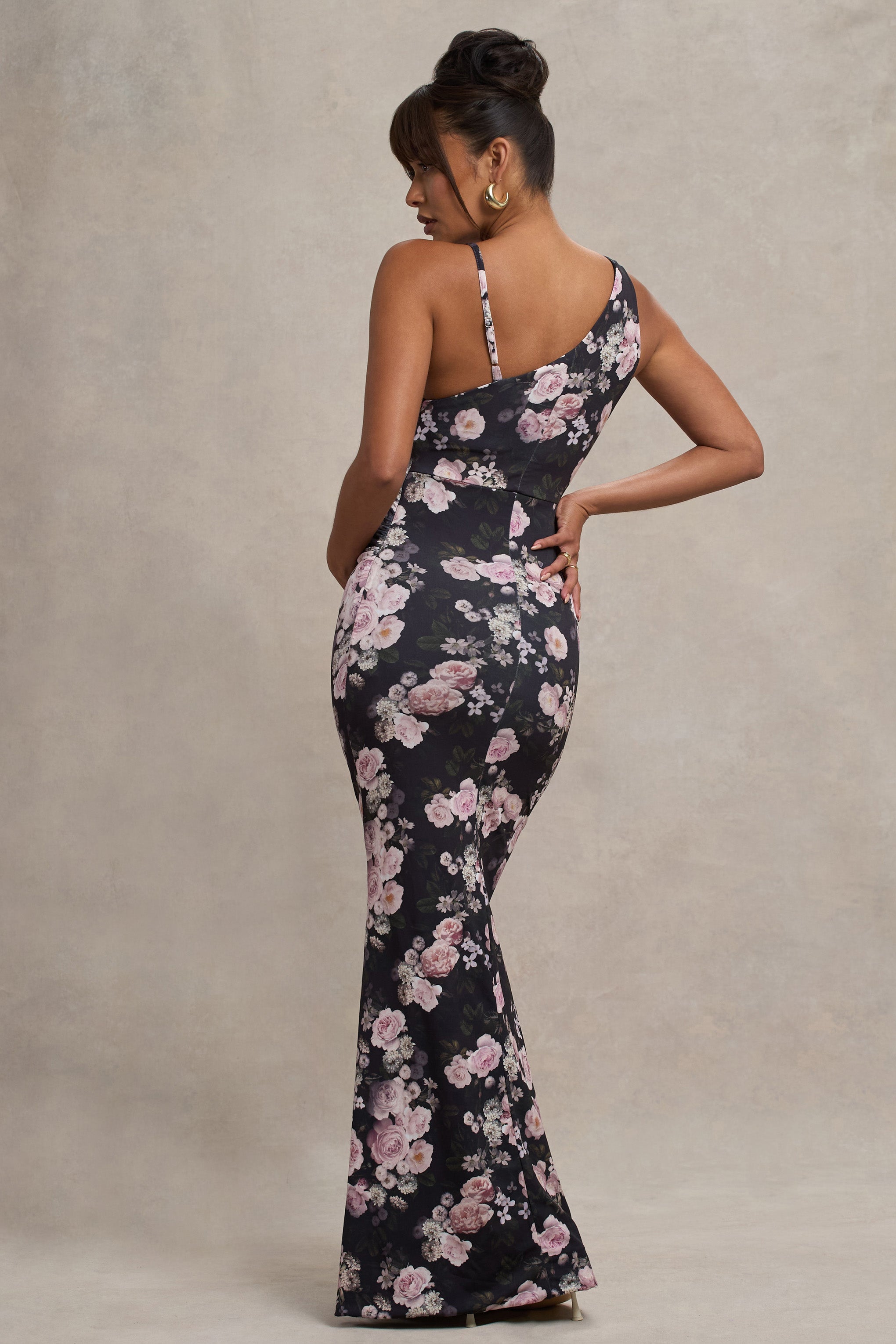 Phantasy | Black Floral Maternity Cowl Neck Maxi Dress