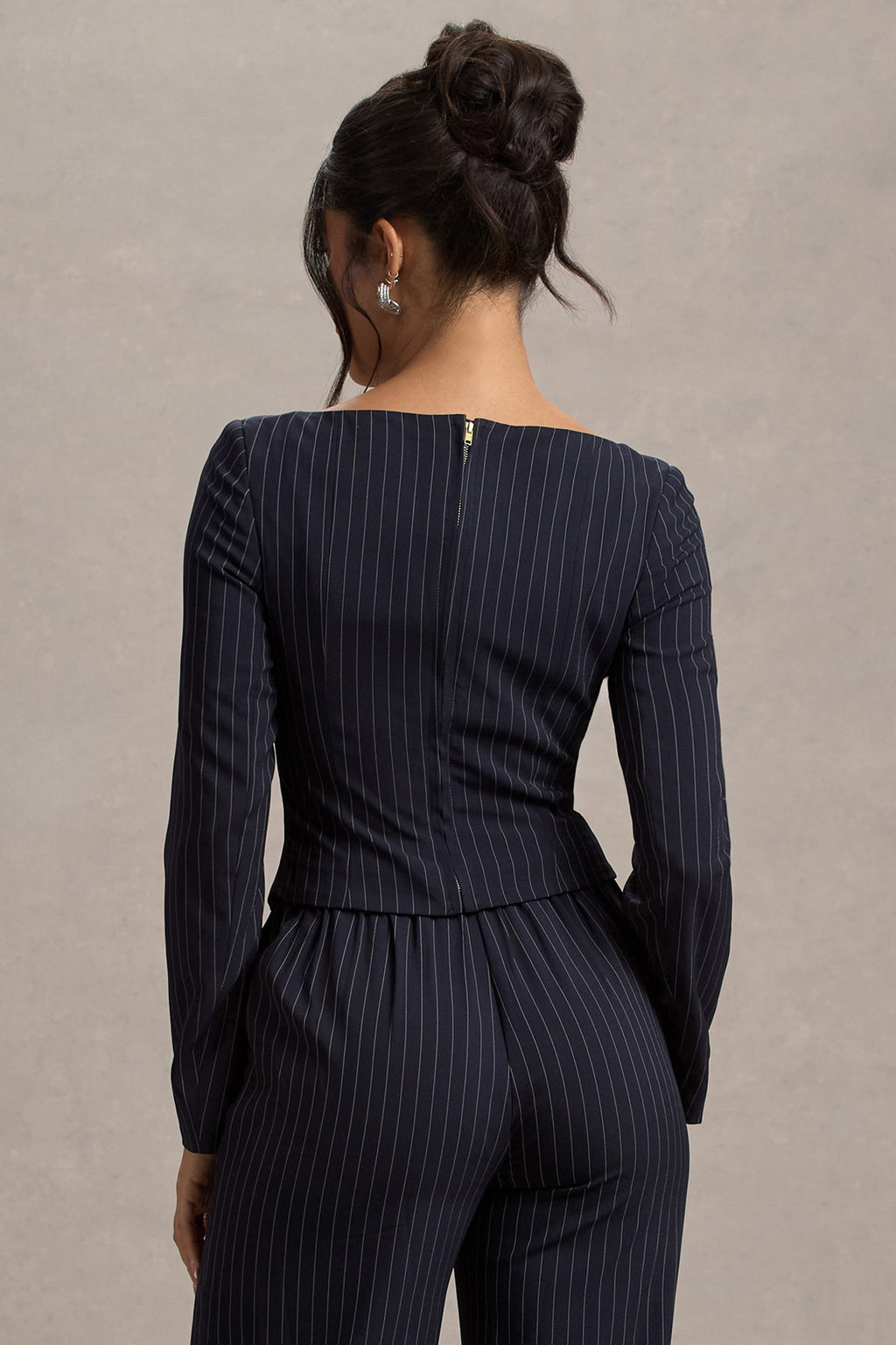 Los Angeles | Navy Pinstripe Tailored Top