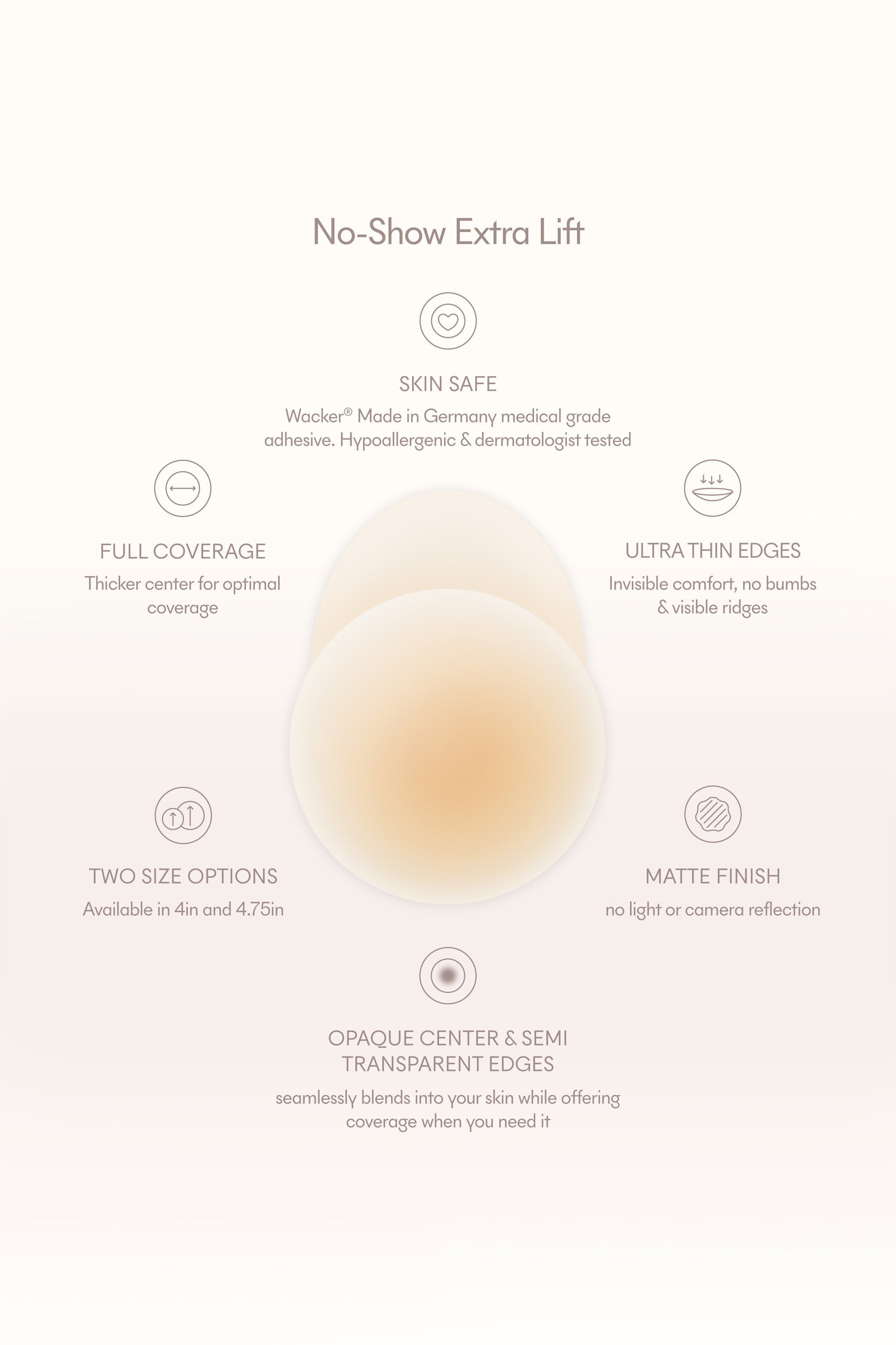 No-Show Extra Lift | NOOD Lifting Nipple Covers 4 Inch No.5