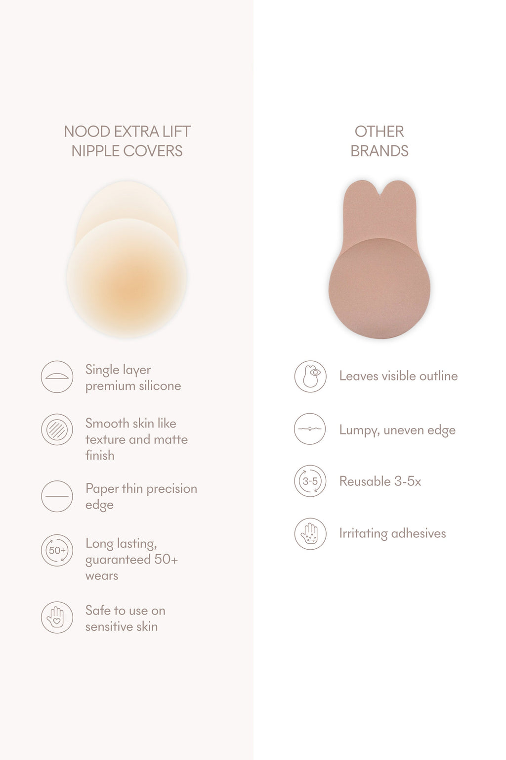 No-Show Extra Lift | NOOD Lifting Nipple Covers 4 Inch No.3