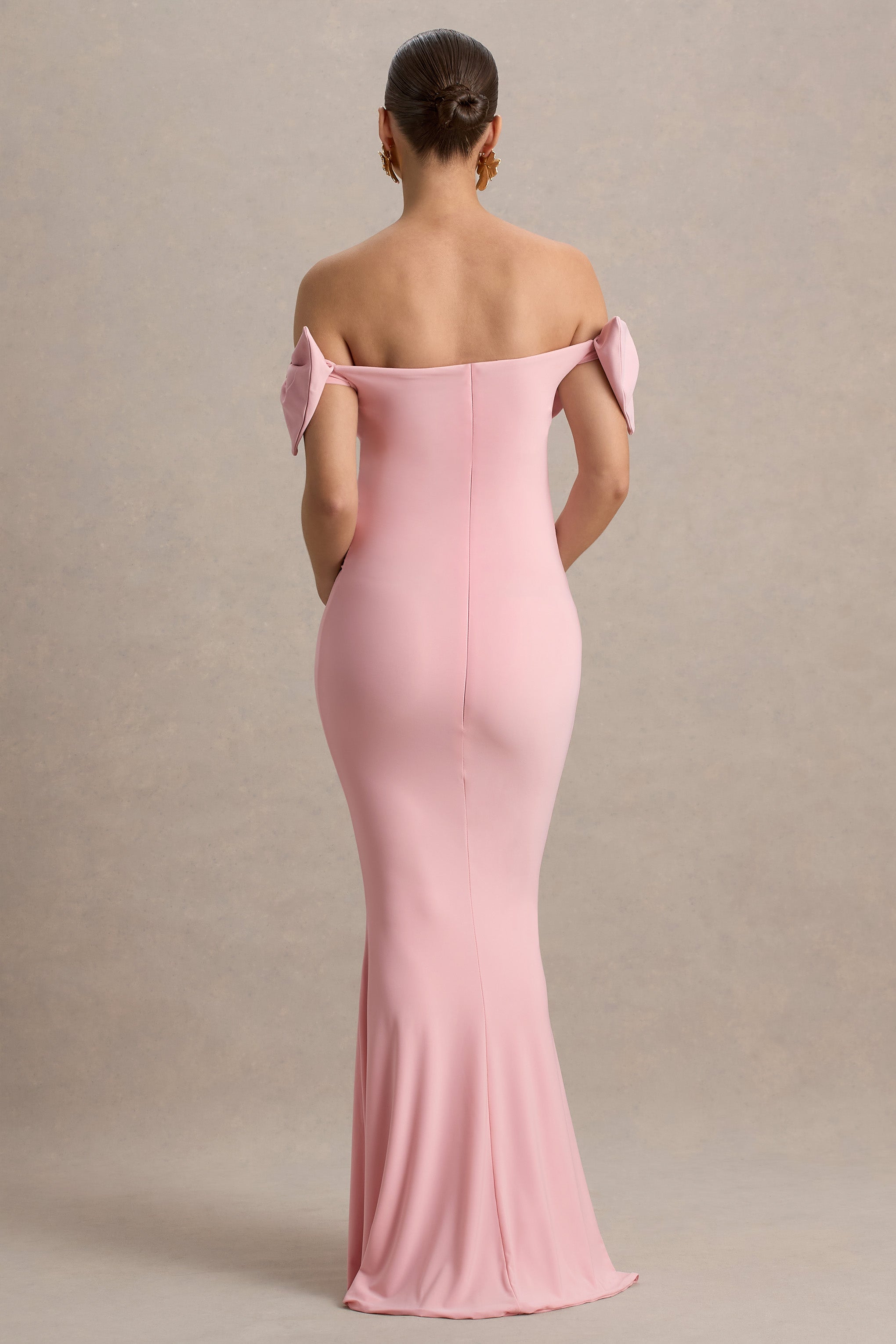 Didi | Pink Bardot Bow Detail Maternity Maxi Dress