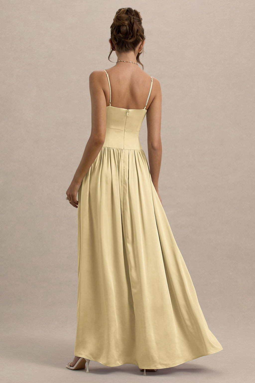 Jonas | Lemon Plunge-Neck Maxi Dress With Cami Straps