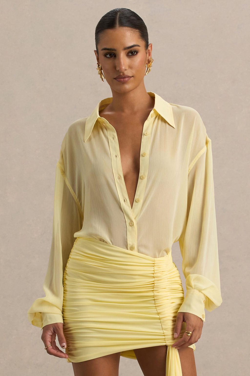 Zinna | Lemon Plunge-Neck Shirt