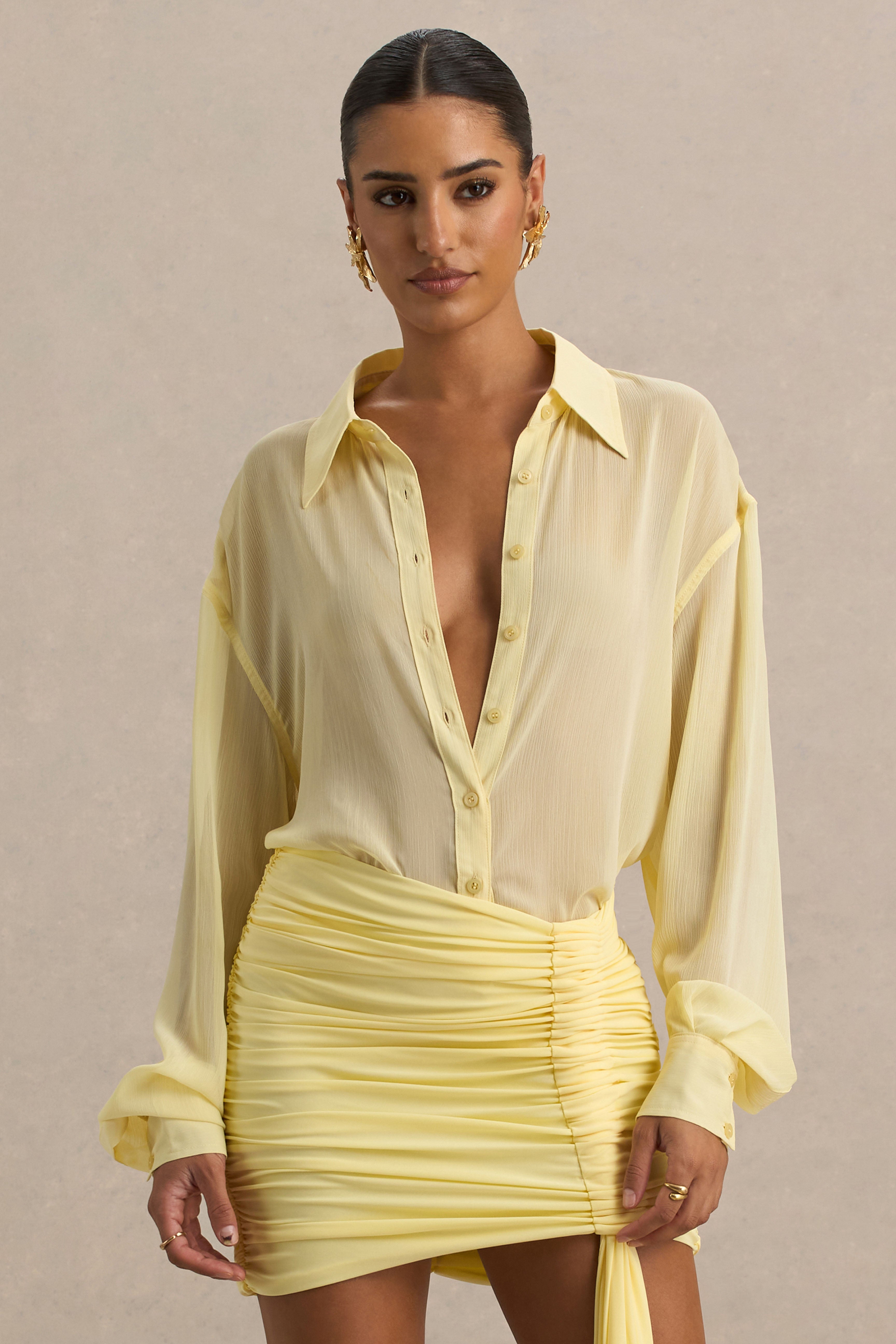 Zinna | Lemon Plunge-Neck Shirt