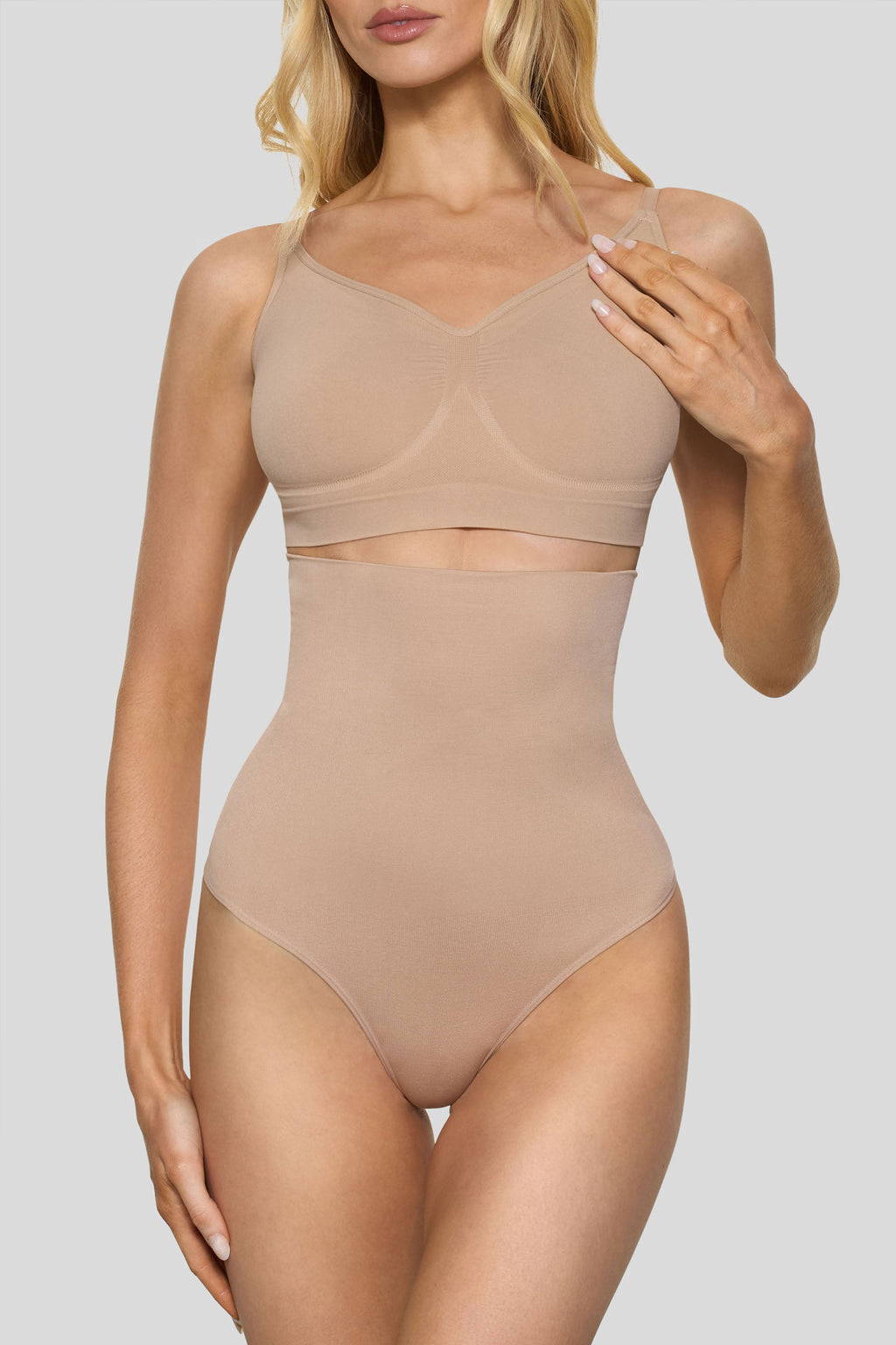 BOOMBA | Beige High-Waisted Thong Shapewear