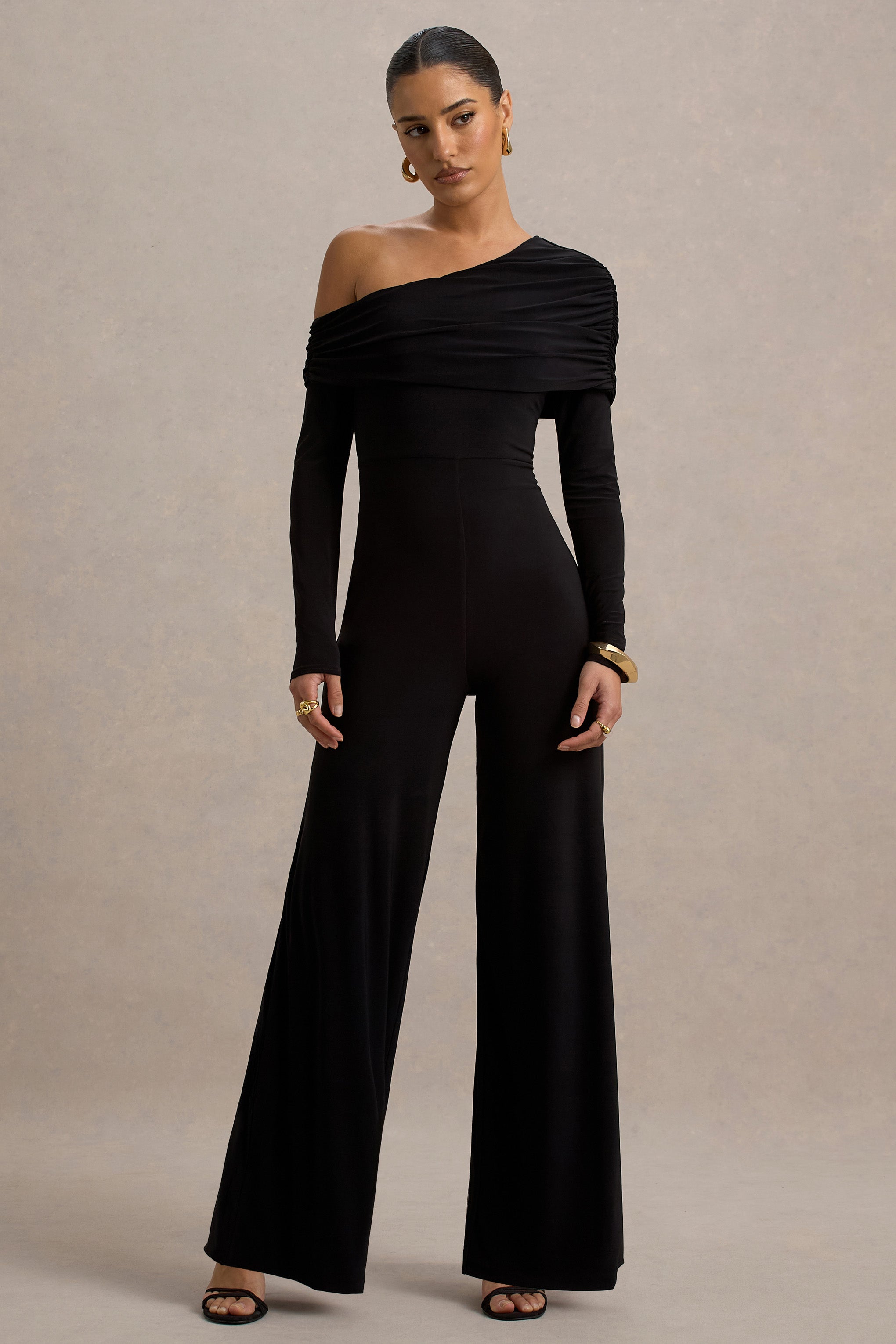 Gracious | Black Jumpsuit With Asymmetric Neckline