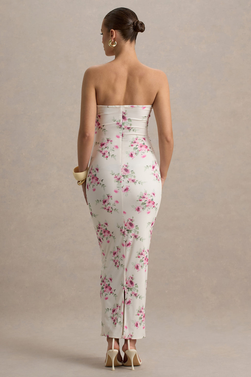Juniper | Cream Floral Strapless Maternity Maxi Dress