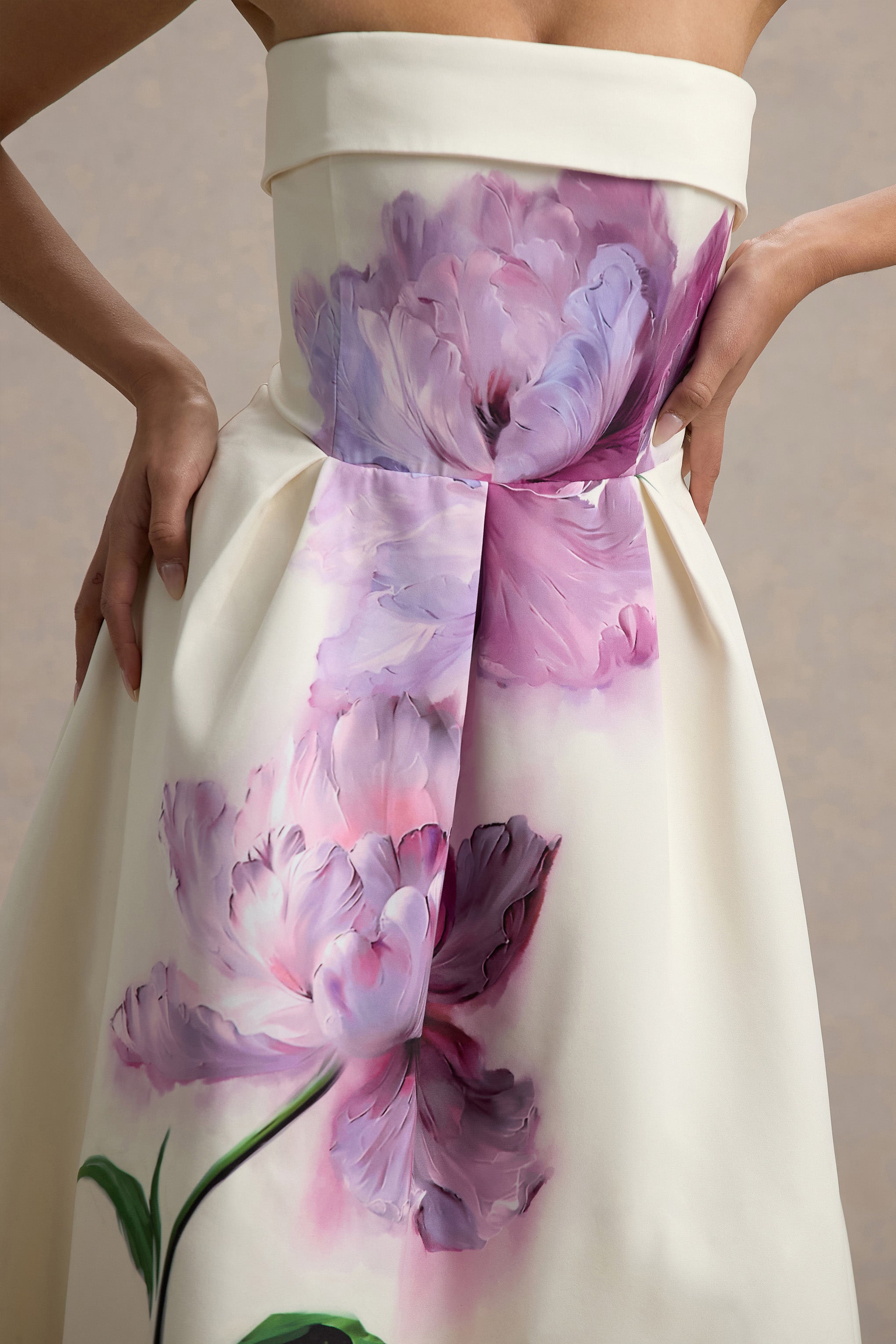 Annalise | Peony Floral Print Bandeau Skater Midi Dress