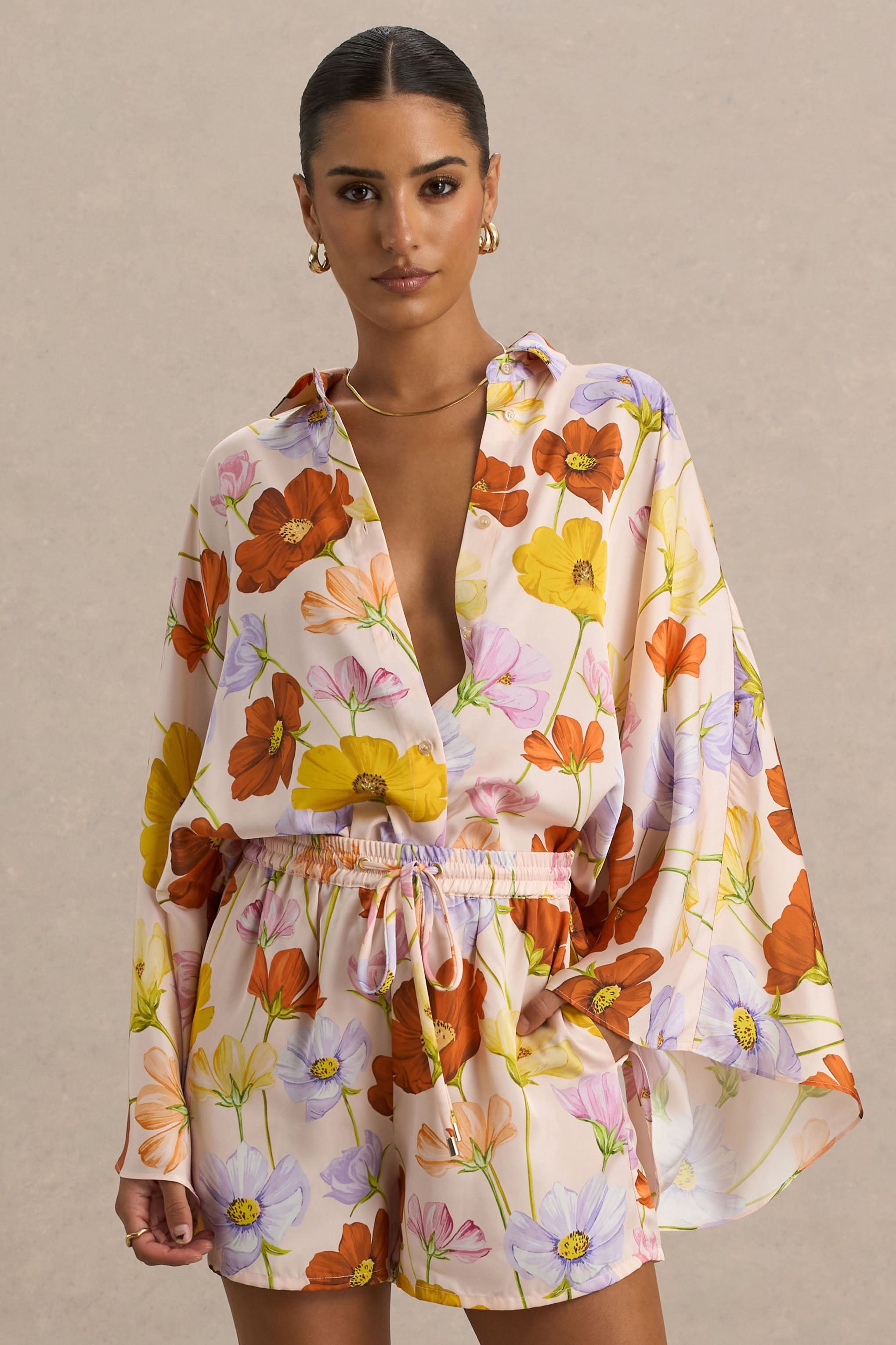 Lolite | Bright Floral Print Long-Sleeve Shirt