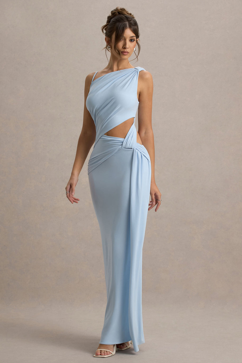 Storm | Powder Blue Asymmetric Maxi Dress With Cut-Out Details