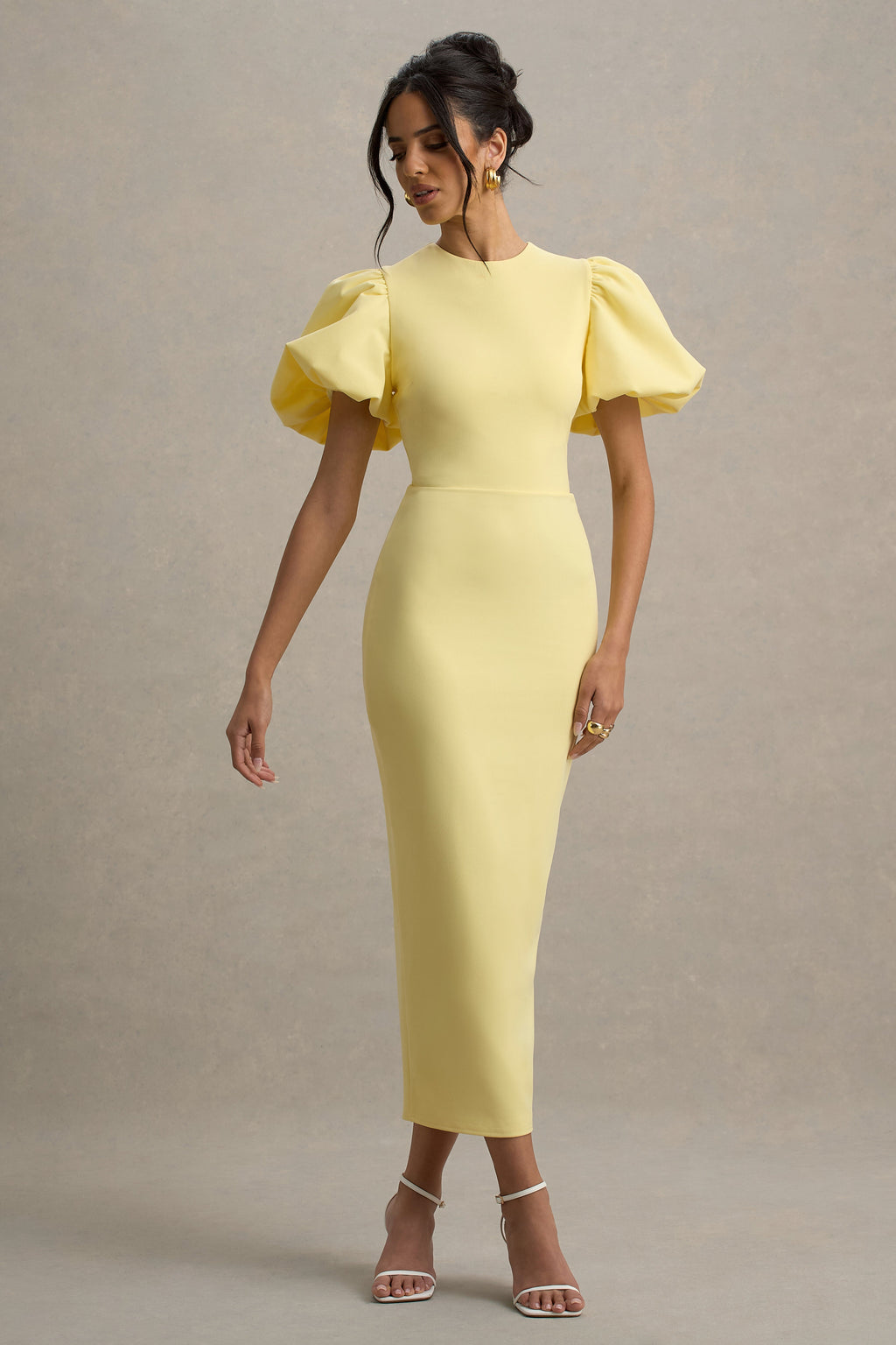 Dakota | Lemon Puff-Sleeve Midi Dress