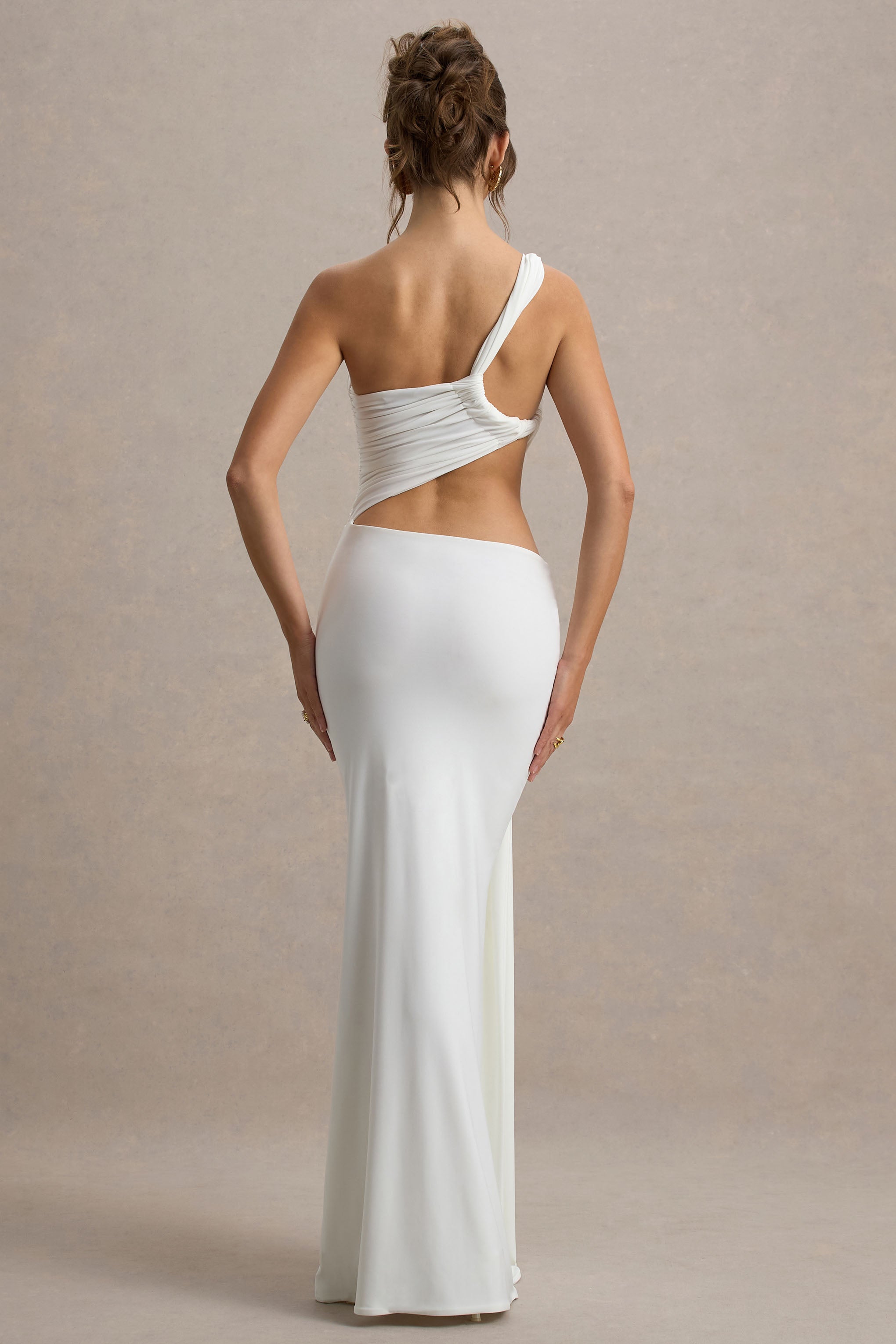 Giovanna | White Asymmetric Maxi Dress With Wrap Skirt