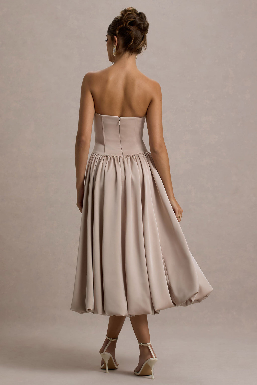 Keyton | Champagne Satin Bandeau Midi Dress