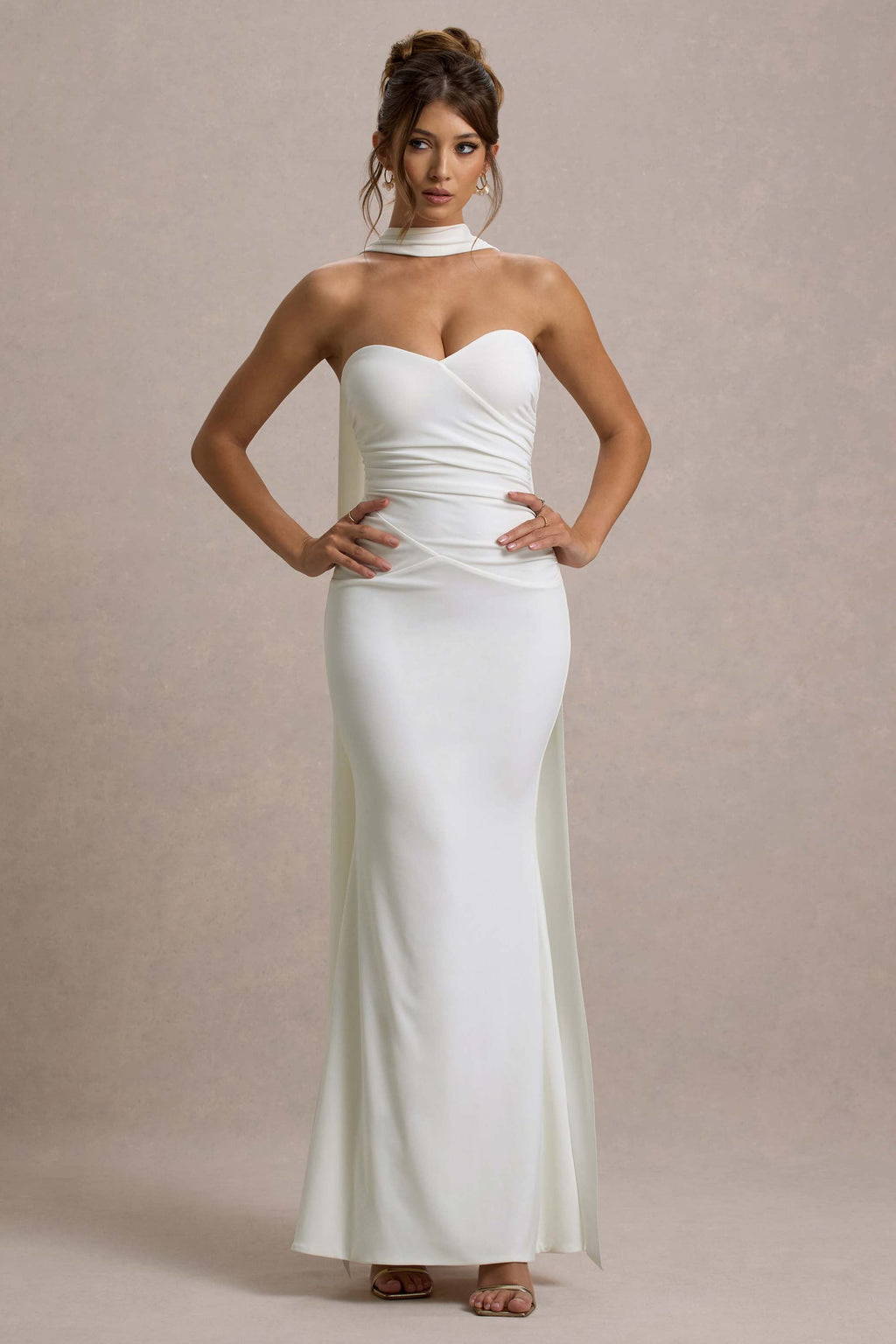 Rosabel | Cream Sweetheart Maxi Dress With Sash