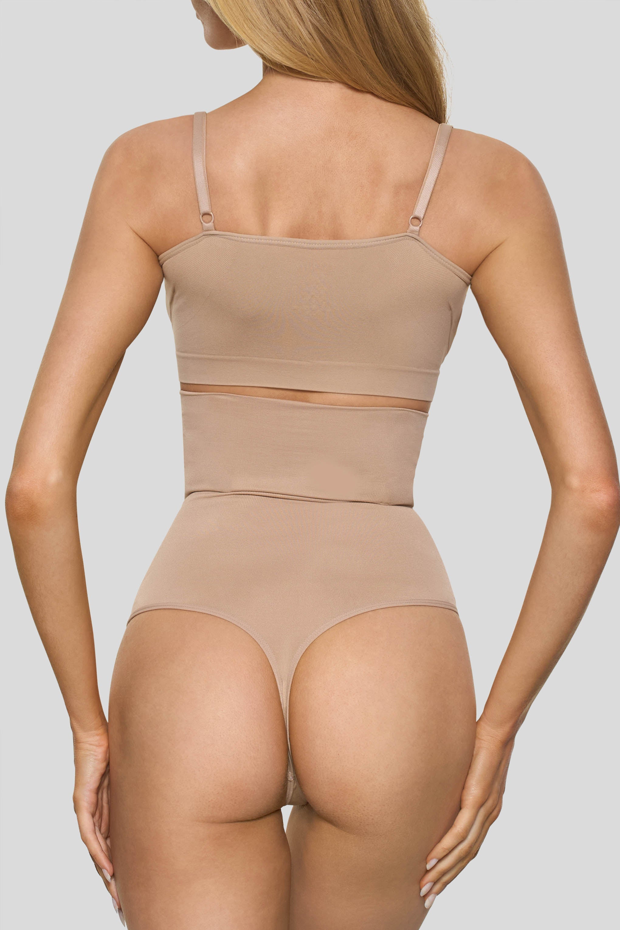 BOOMBA | Beige High-Waisted Thong Shapewear