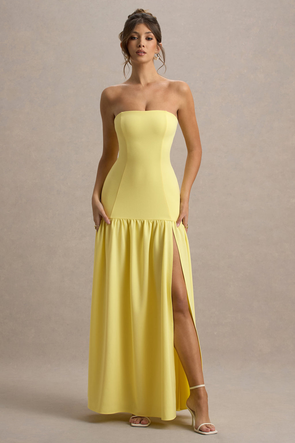 Penny | Lemon Bandeau Drop-Waist Maxi Dress