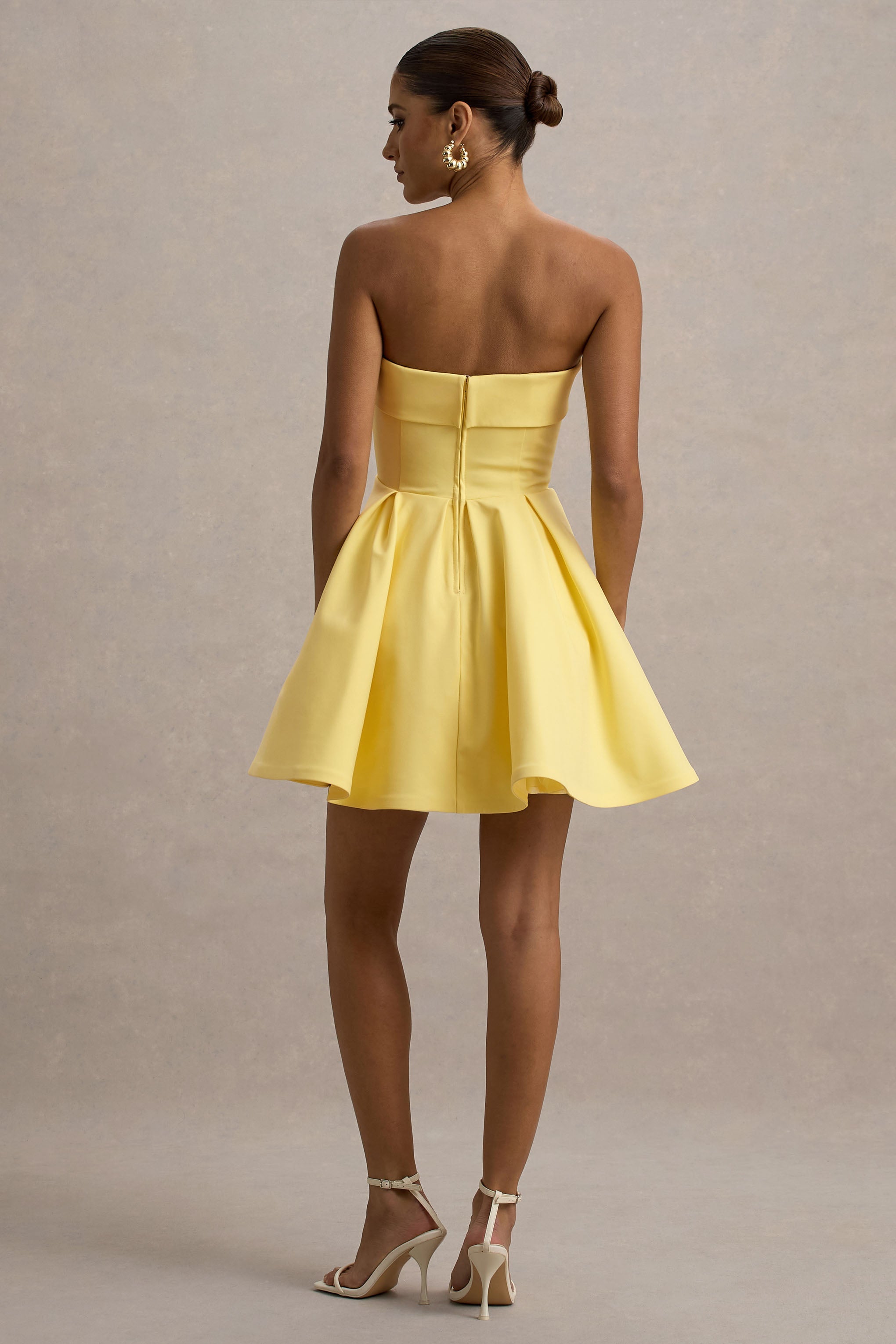 Bruna | Lemon Bandeau Skater Mini Dress