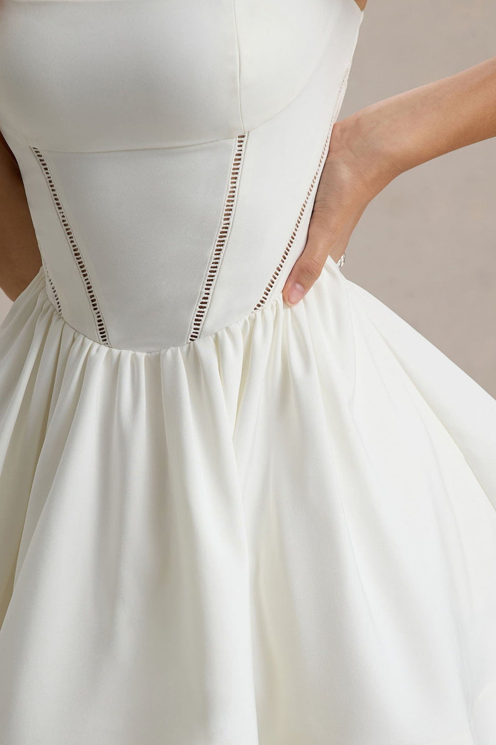 Mochi | White Skater Mini Dress With Bow Straps