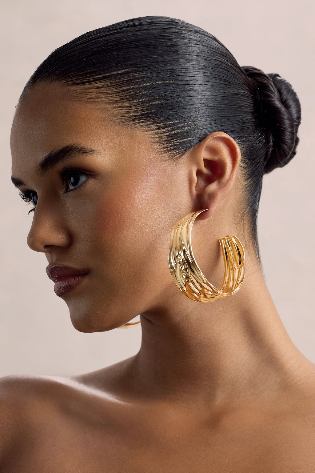 Thala | Gold Textured Hoop Earrings