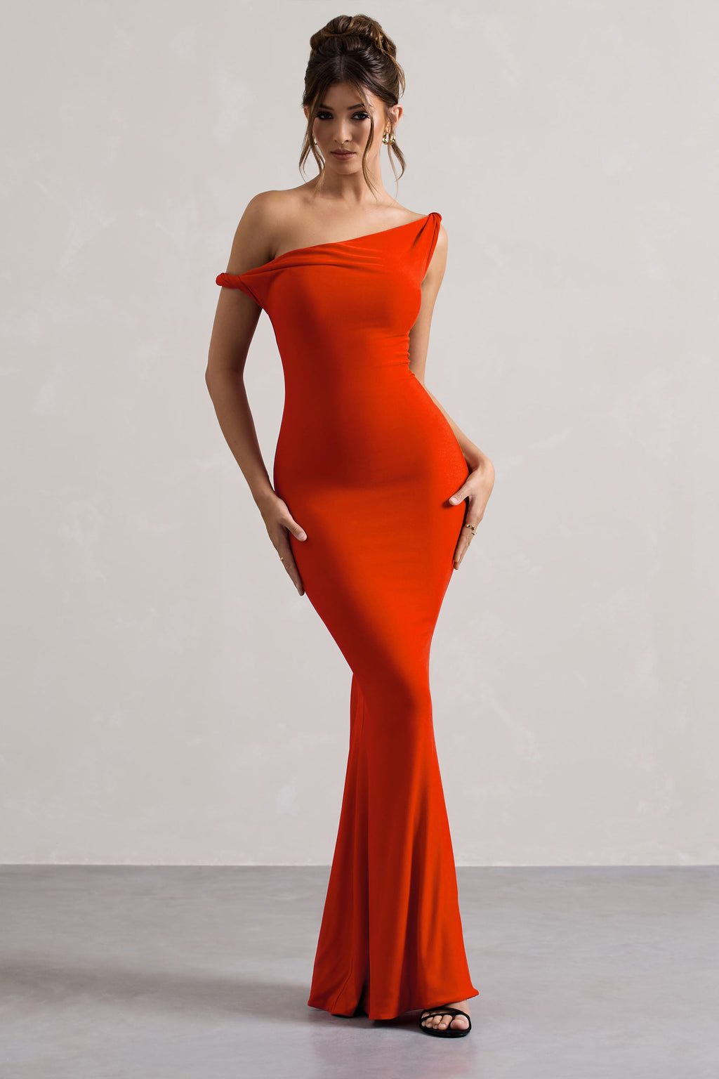 Lita | Orange Twisted Asymmetric Maxi Dress