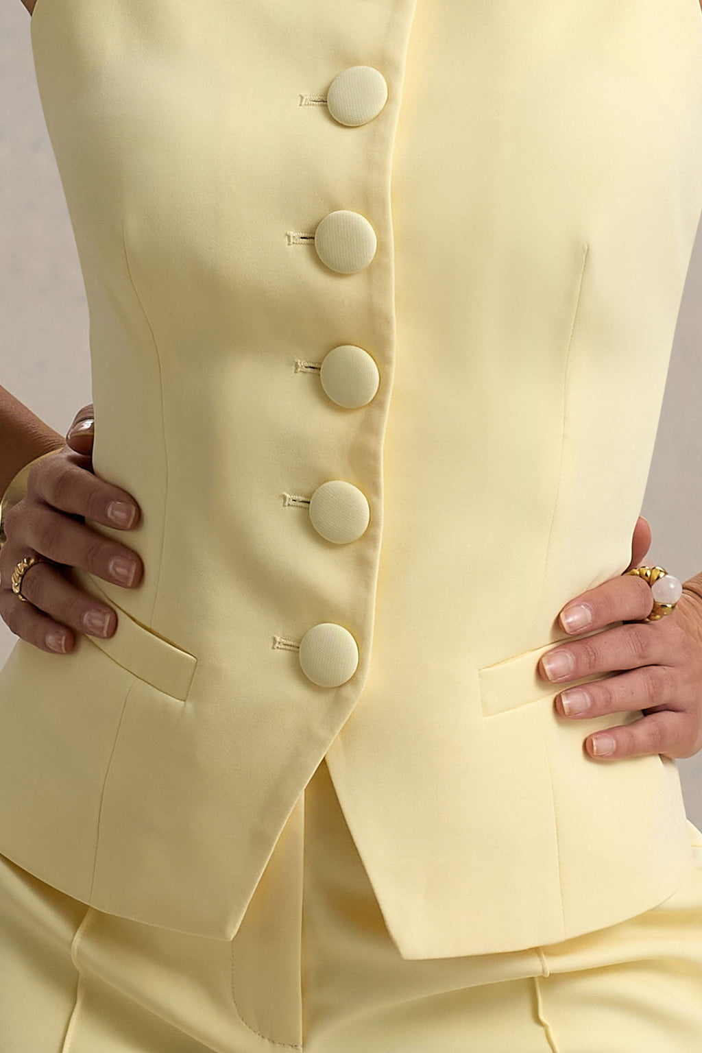 Nellie | Lemon Tailored Button-Up Top