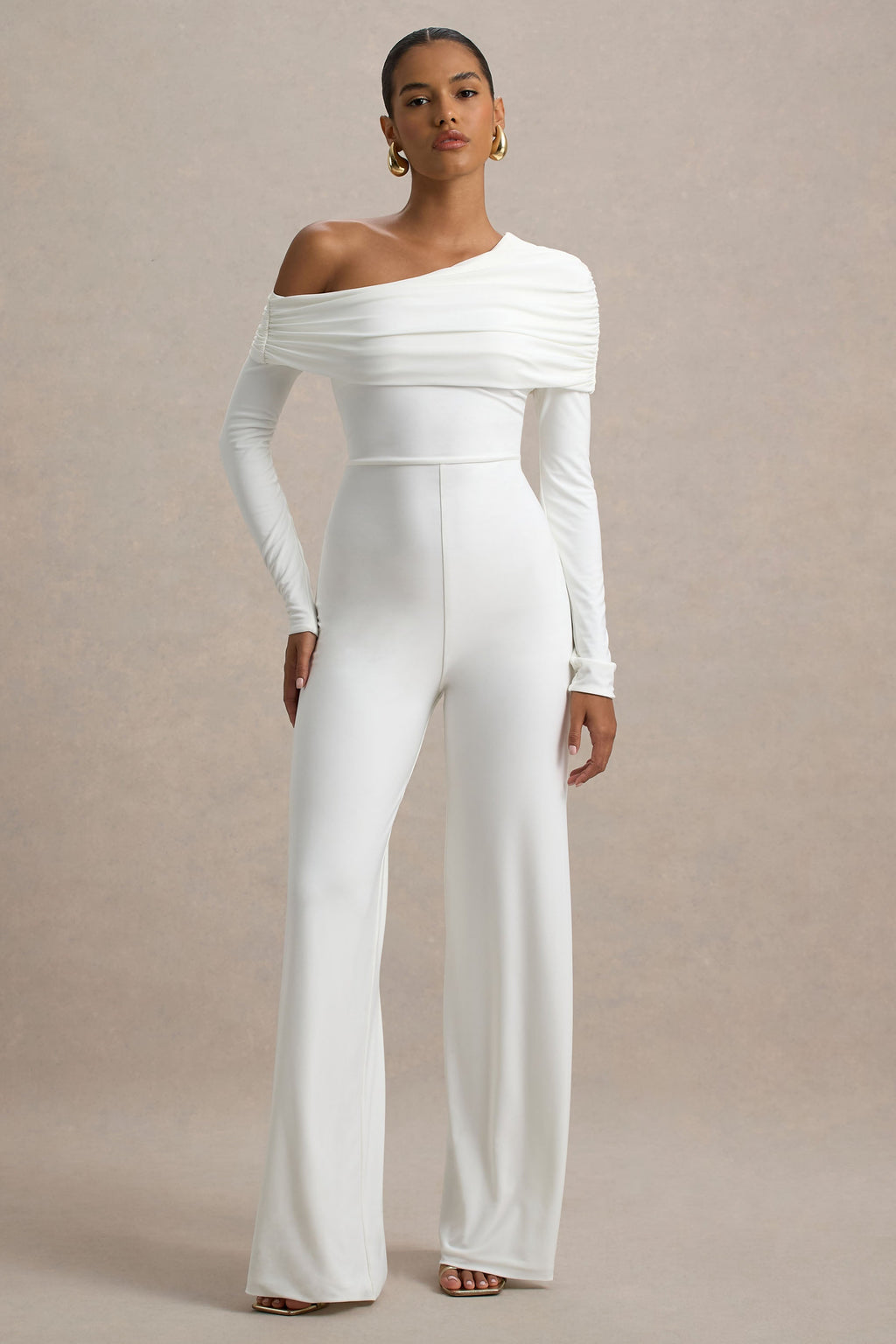 Gracious | White Jumpsuit With Asymmetric Neckline