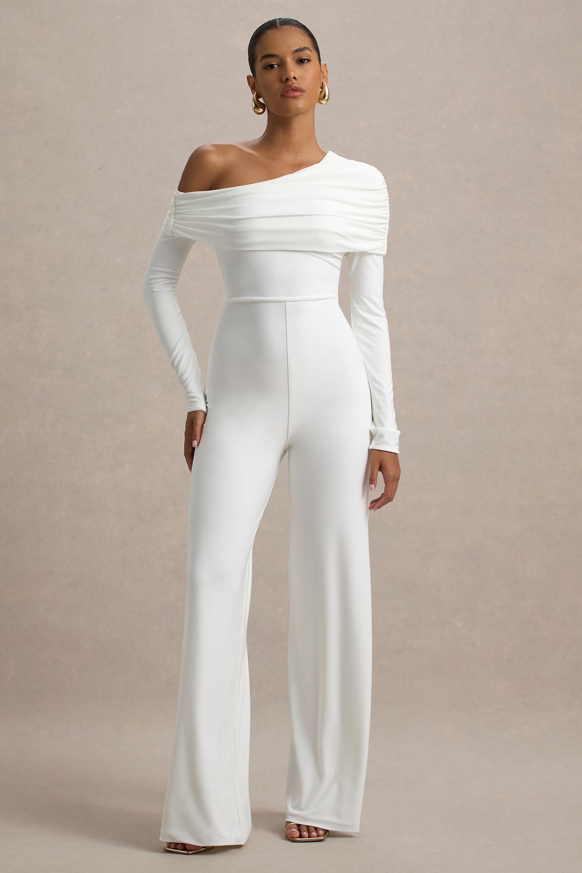 Gracious | White Jumpsuit With Asymmetric Neckline
