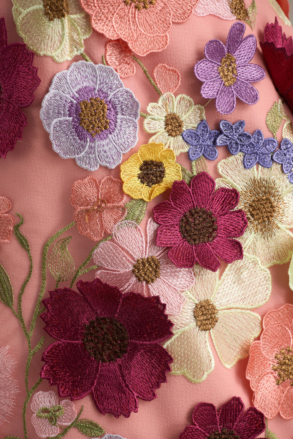 Kristen | Pink Floral Bandeau-Neck Mini Dress