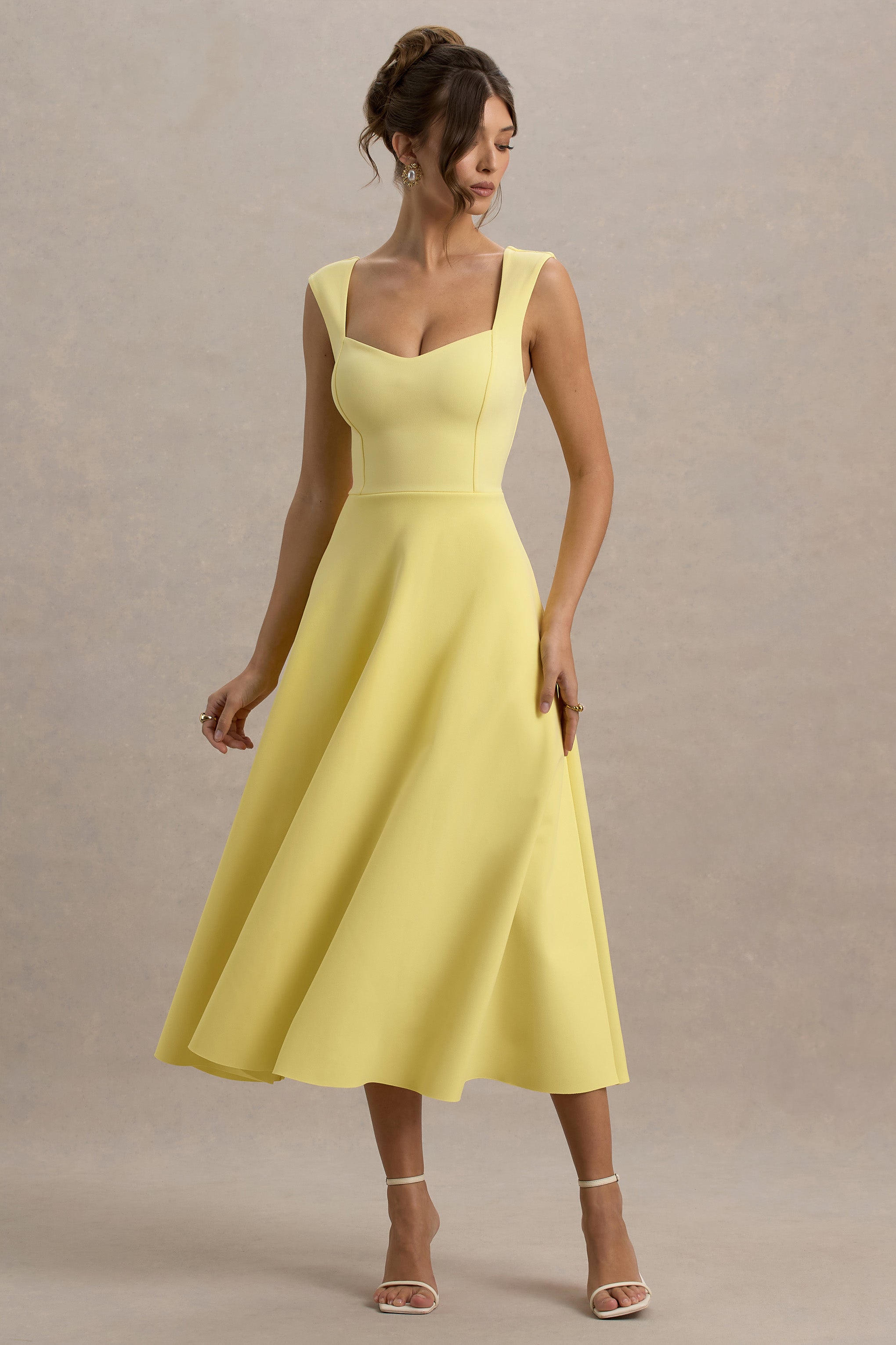 Andromeda | Lemon Sweetheart Midi Dress