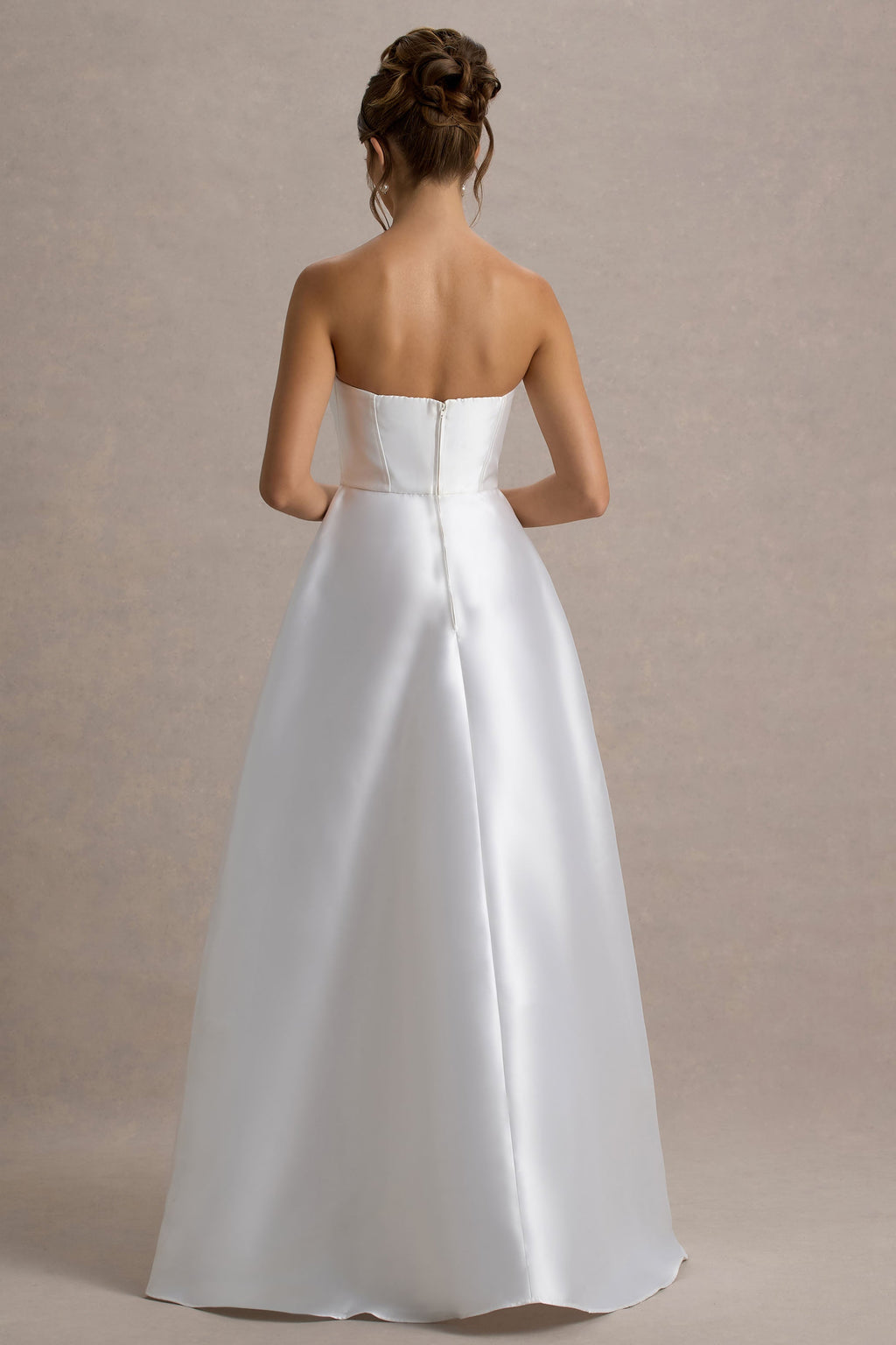 Universe | White Bandeau Split Puff-Skirt Maxi Dress