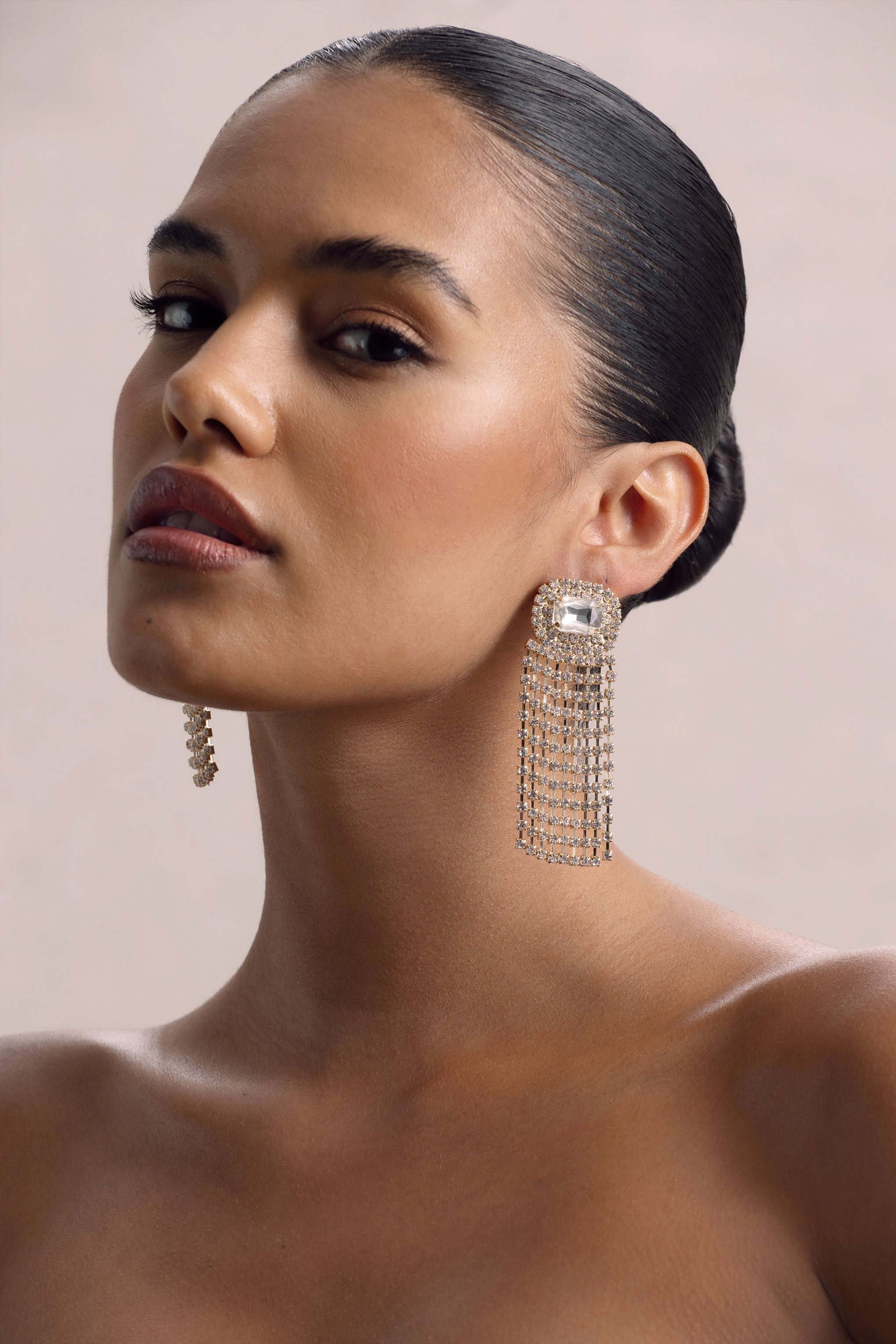 Flash | Gold Diamante Tassel Earrings