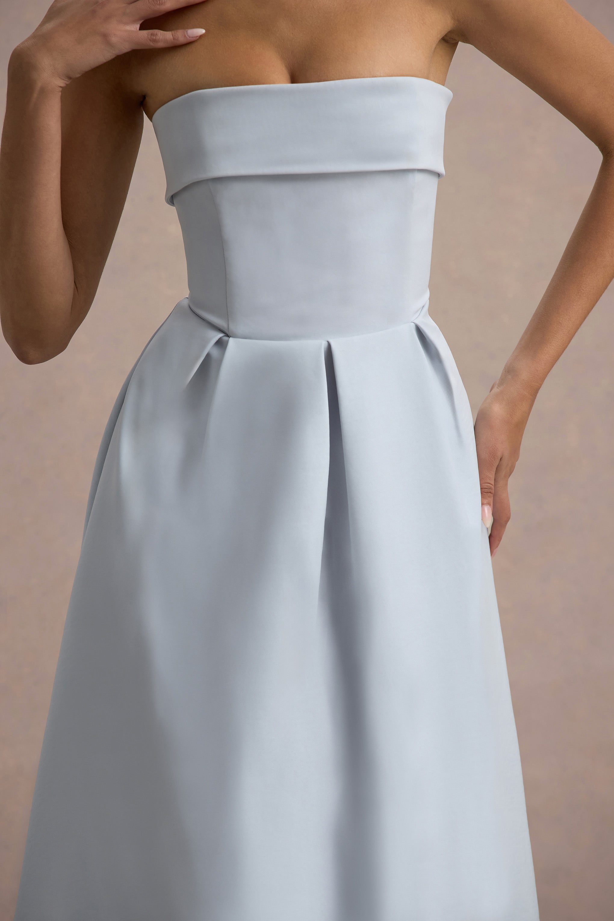 Maddalena | Powder Blue Bandeau Skater Maxi Dress
