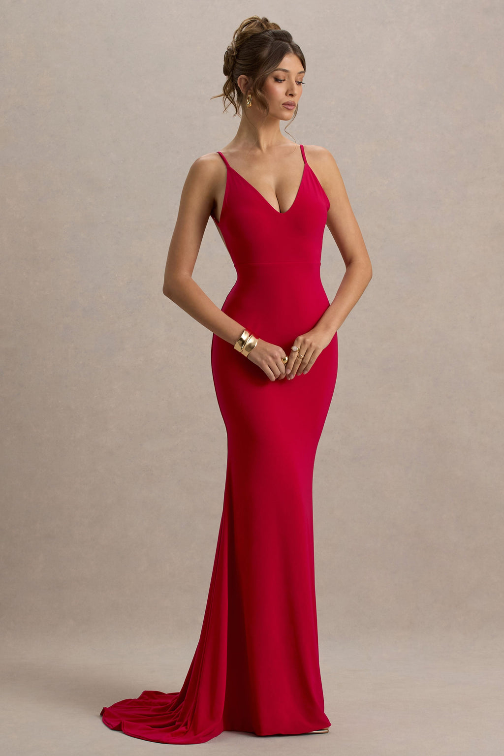 Endless Love | Red Backless Knot Detail Fishtail Maxi Dress