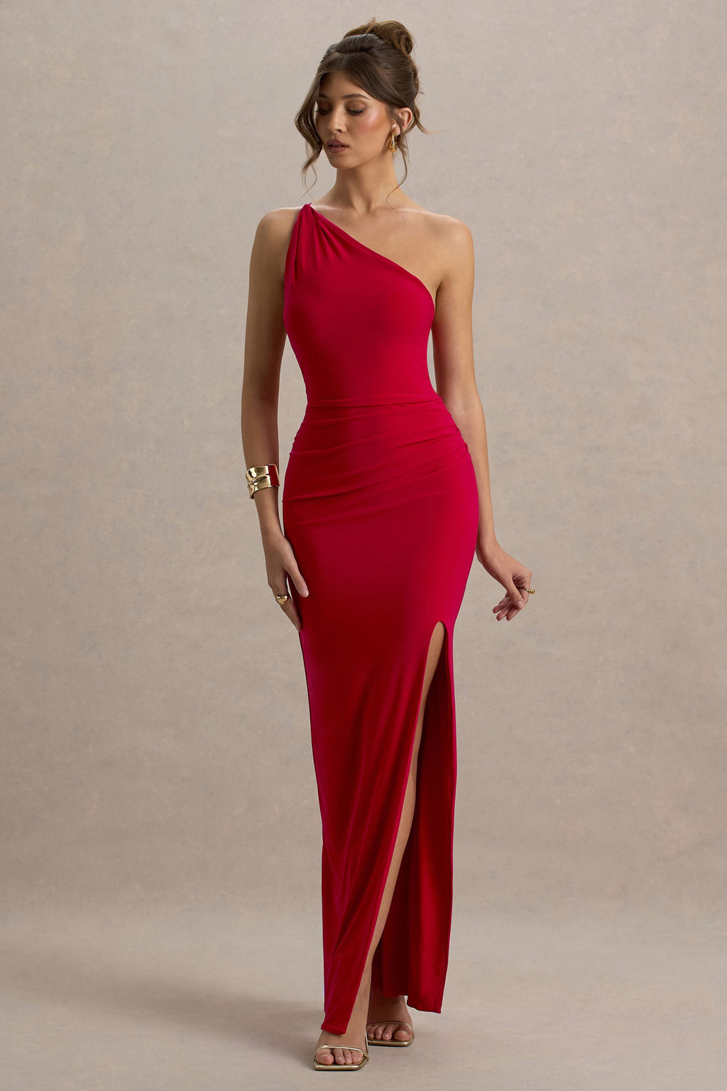 Dressing Up | Red One Shoulder Maxi Dress With Open Back Detail