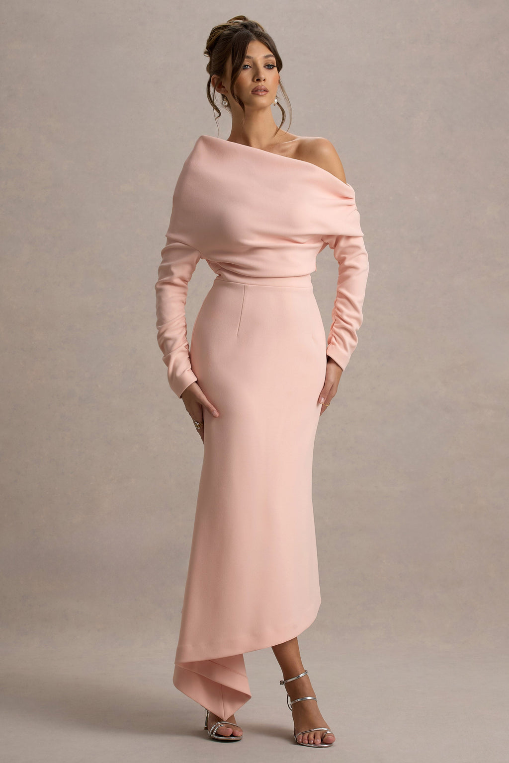Lou | Pink One-Shoulder Asymmetric Maxi Dress