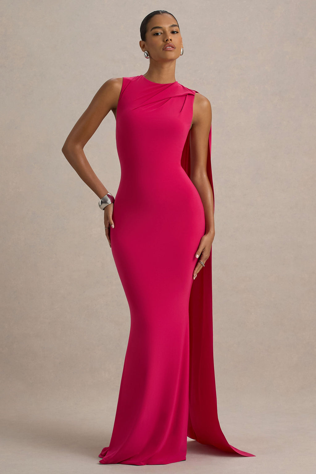 Mia | Hot Pink Maxi Dress With Sash