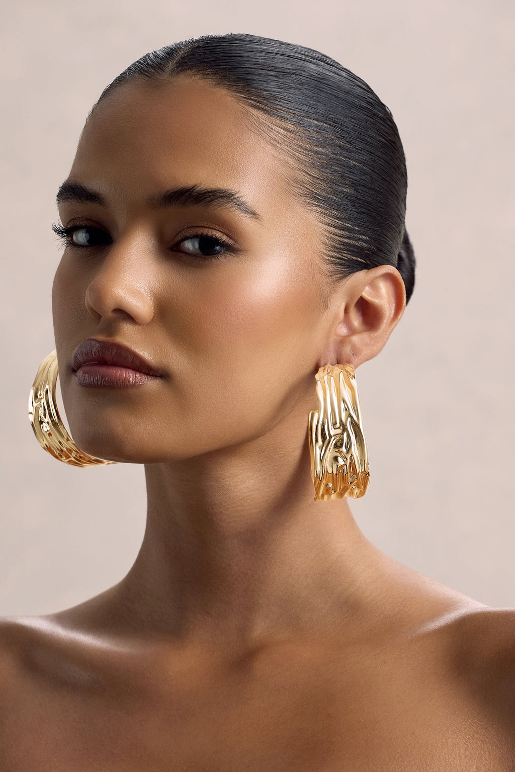 Thala | Gold Textured Hoop Earrings