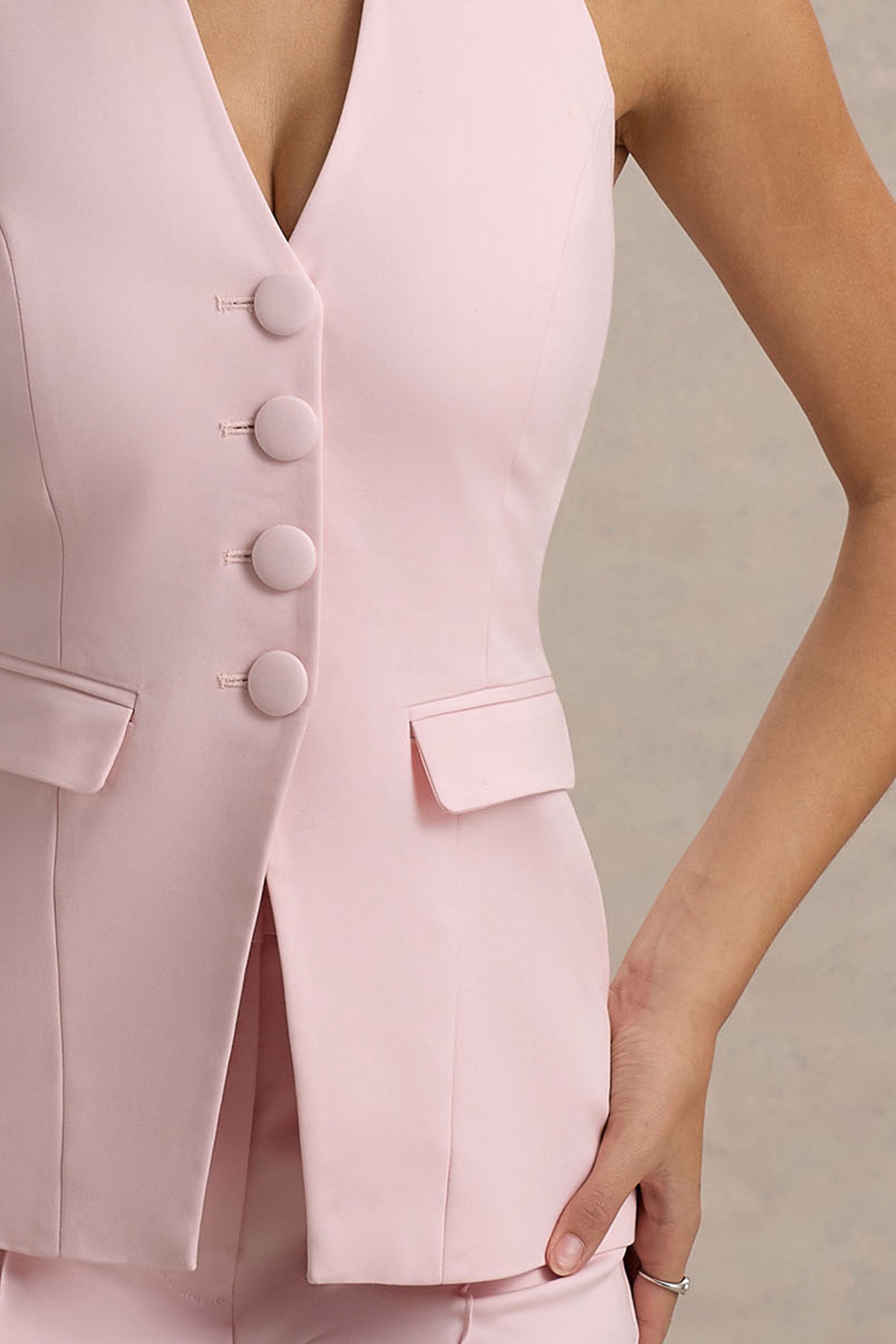 Tecla | Pink Button-Up Tailored Top